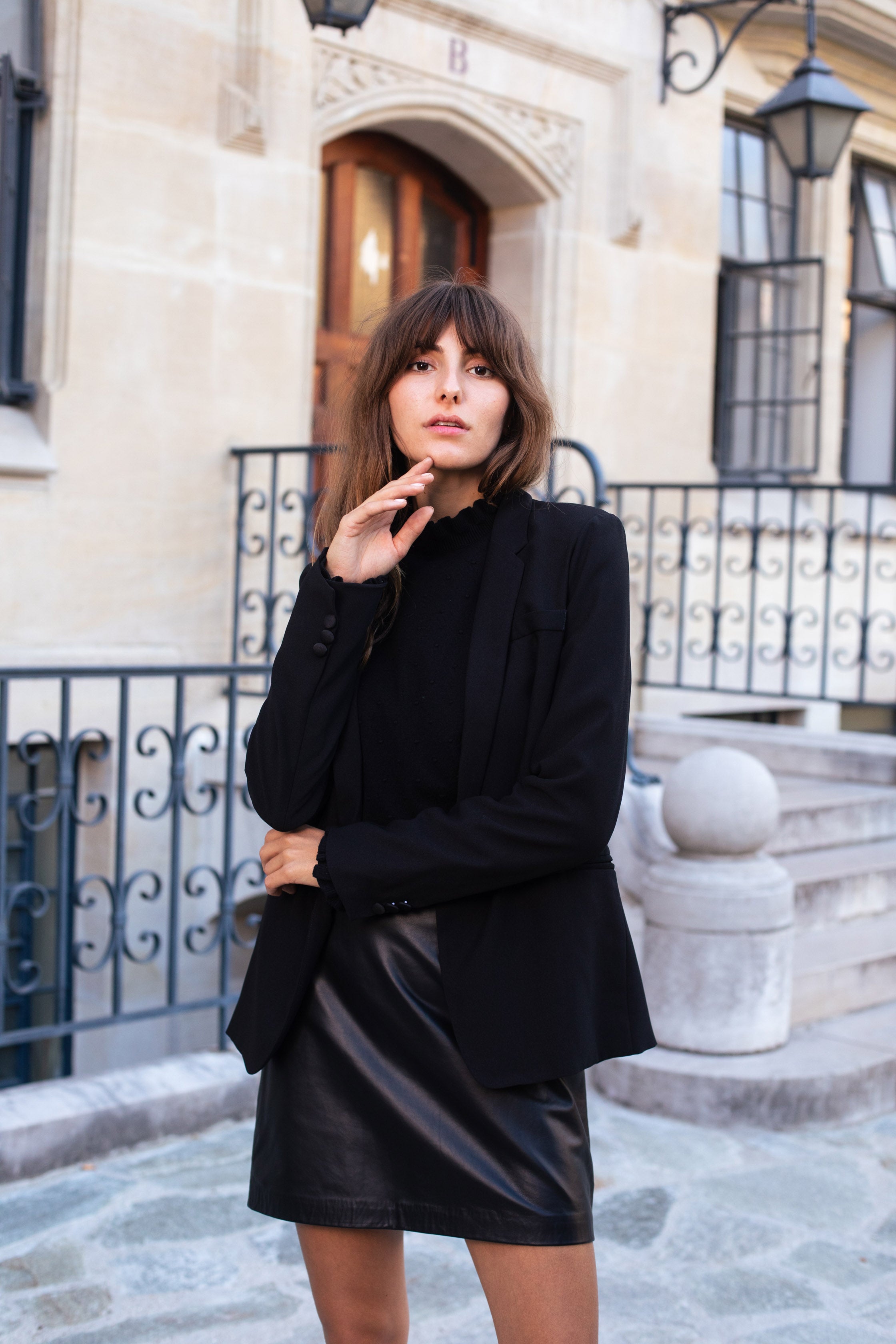 Jupe en cuir noir - Asta