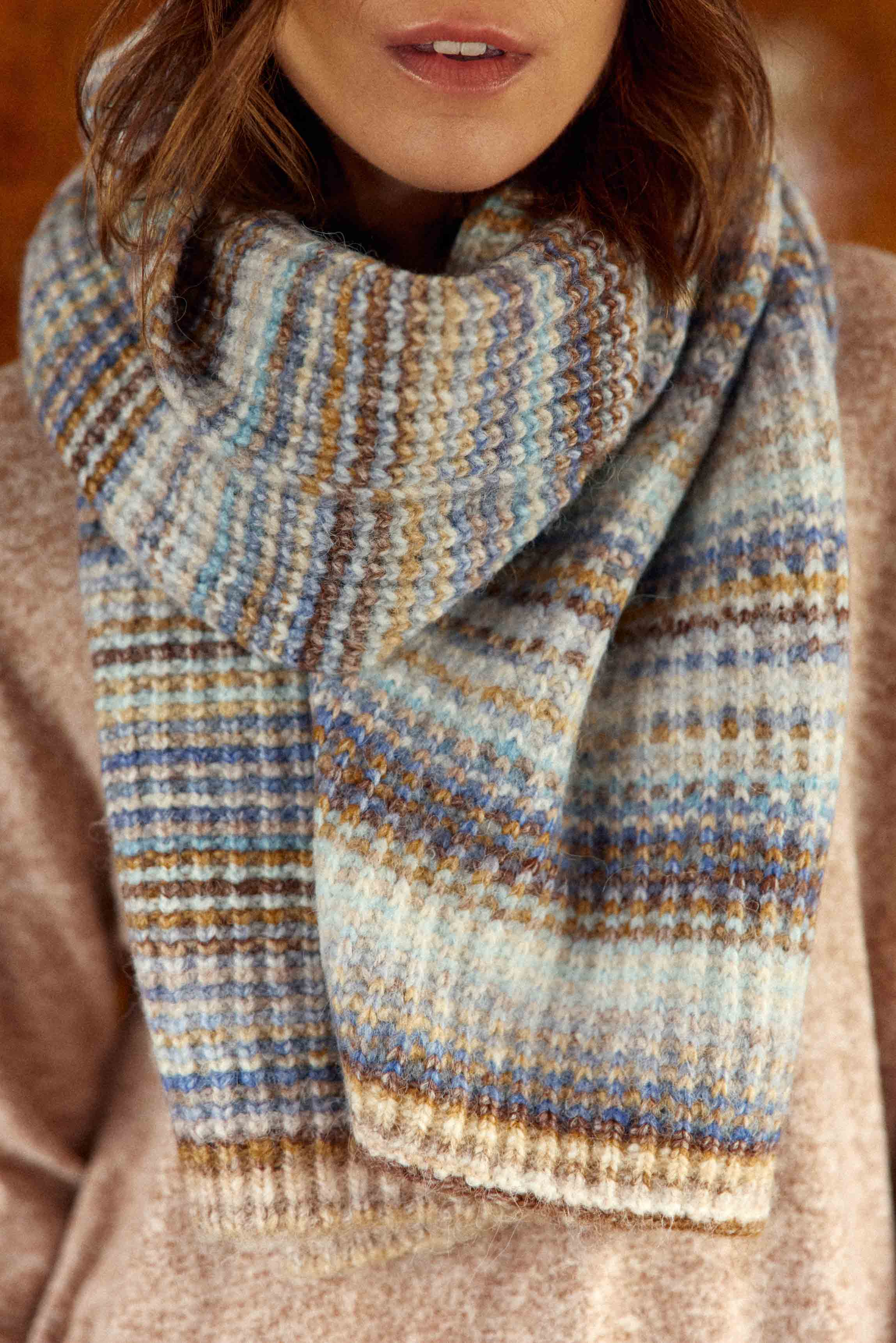 Echarpe Adalie - Camel/Ciel