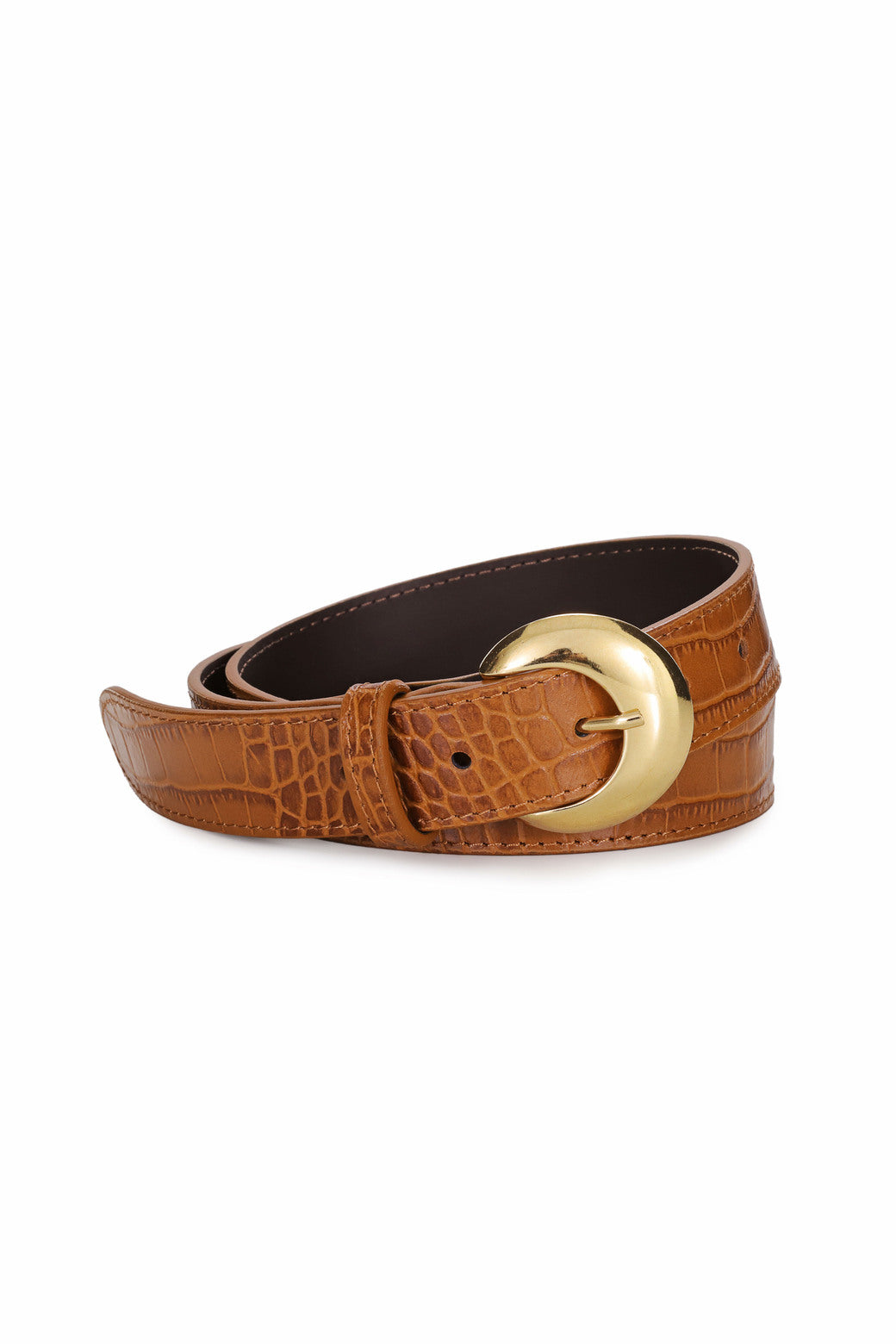 Camel crocodile leather belt - Aiden