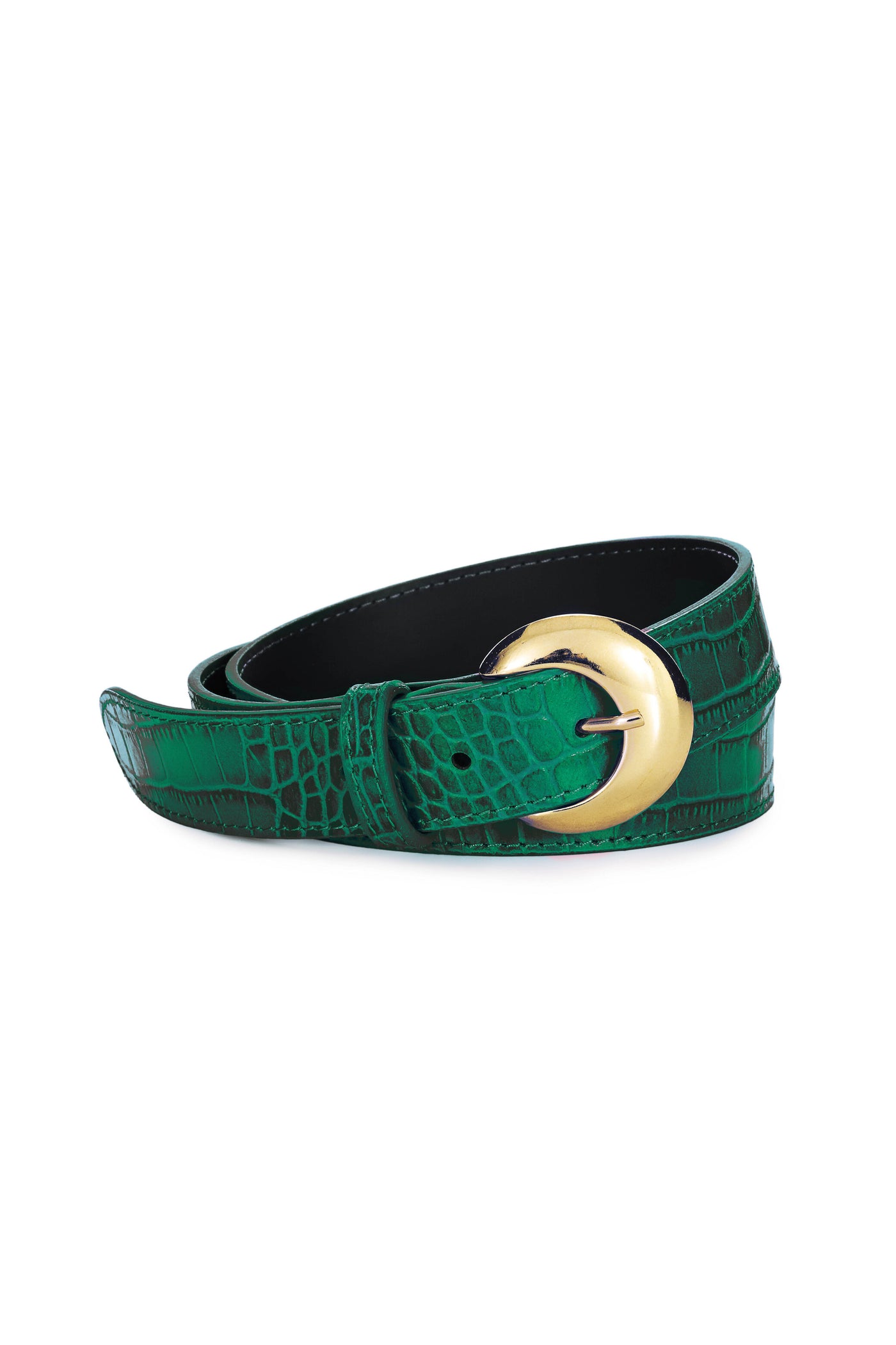 Green crocodile leather belt - Aiden