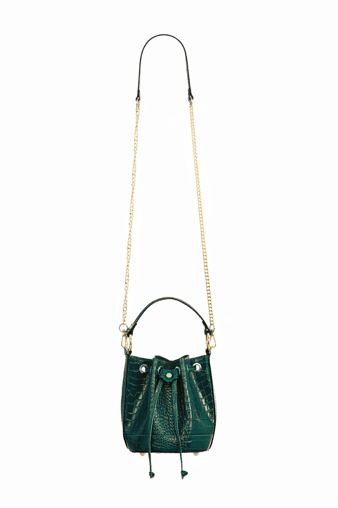 Green crocodile-effect leather bag - Aimmy