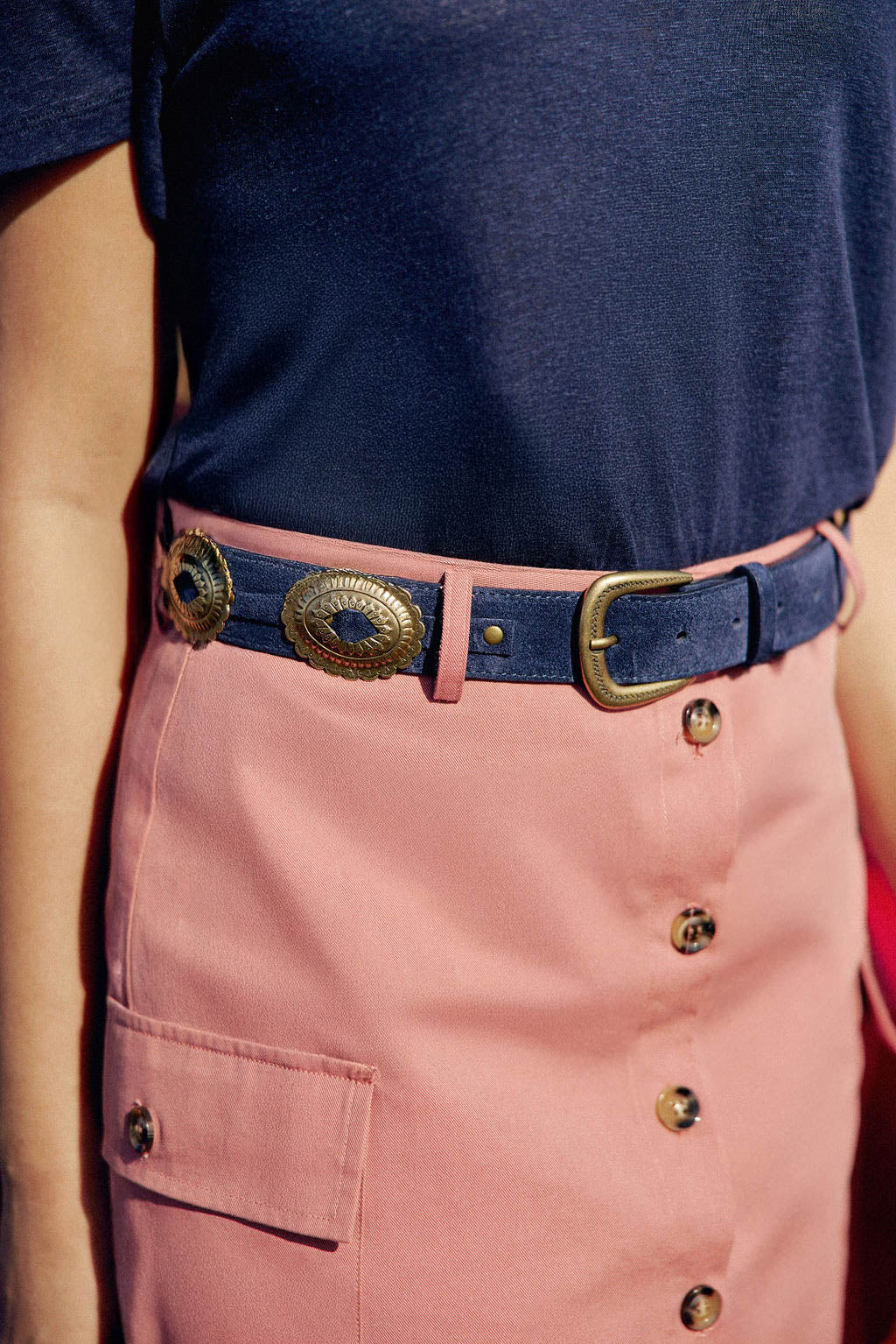 Navy leather belt - Alicia
