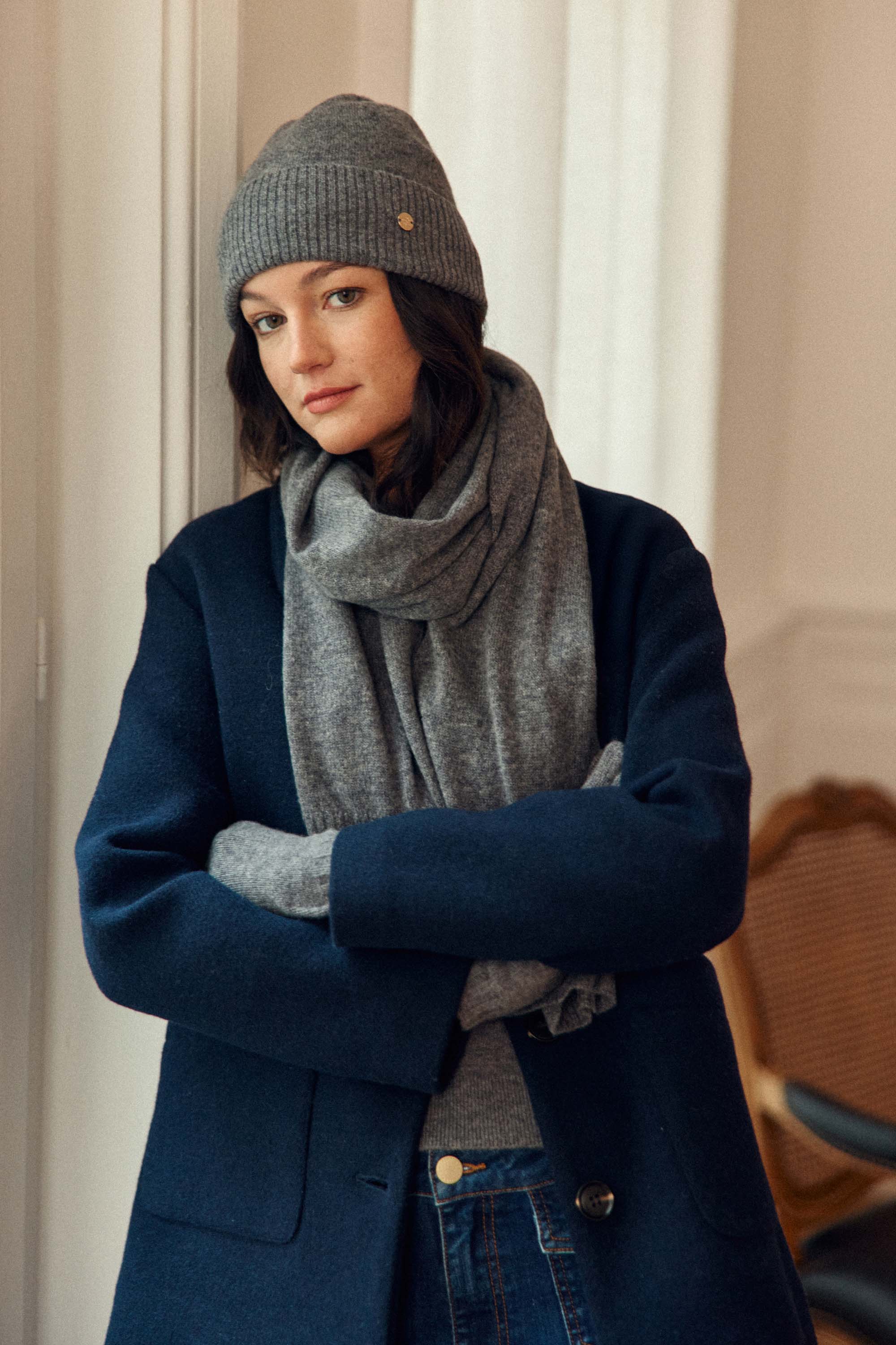 Bonnet cachemire gris chine - Alison