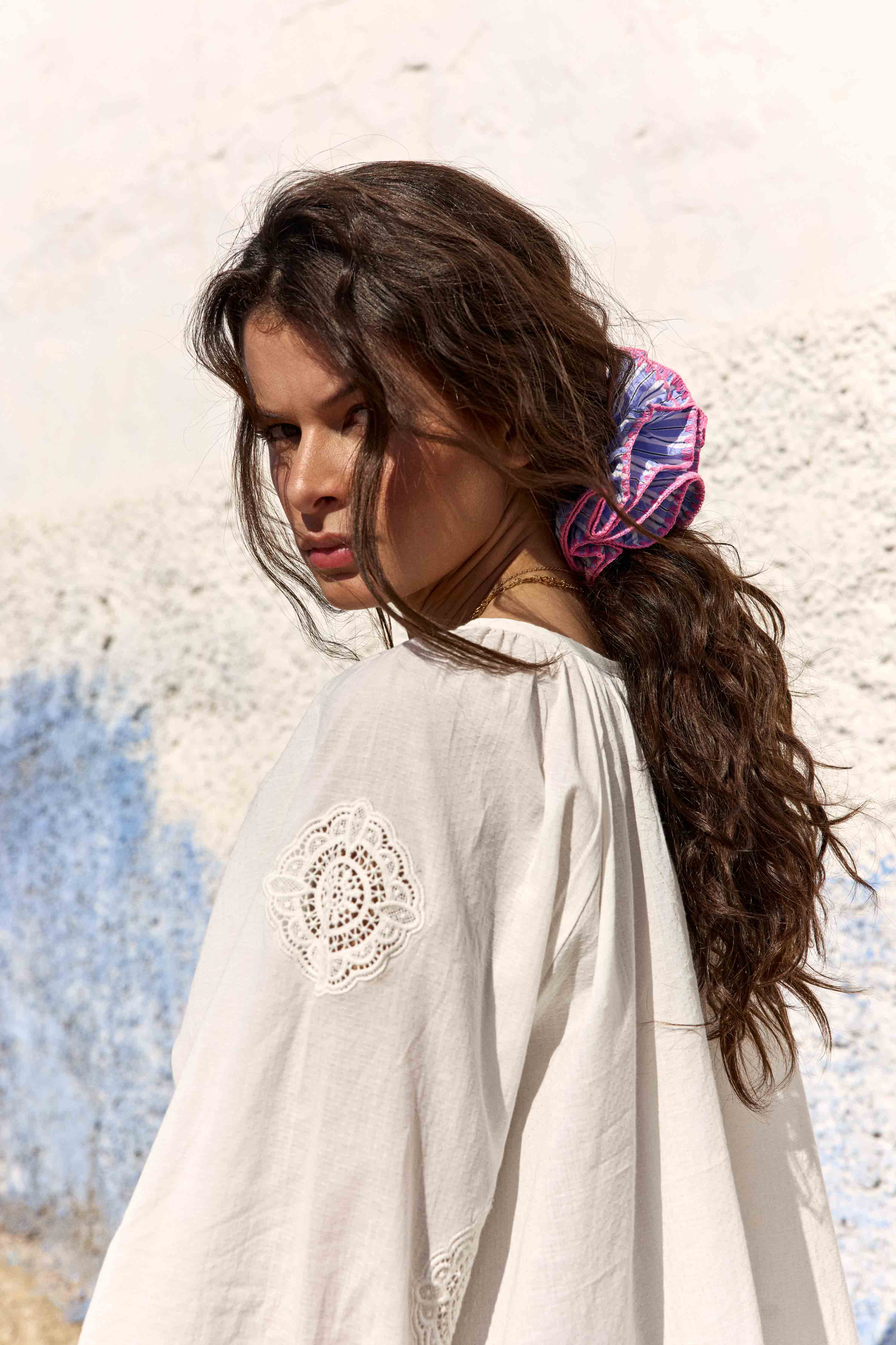 Chouchou Amy - Ecru/Bleu