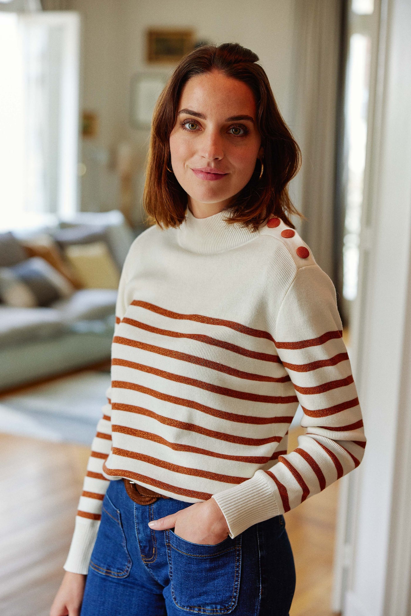 Pull Asha - Ecru/marron
