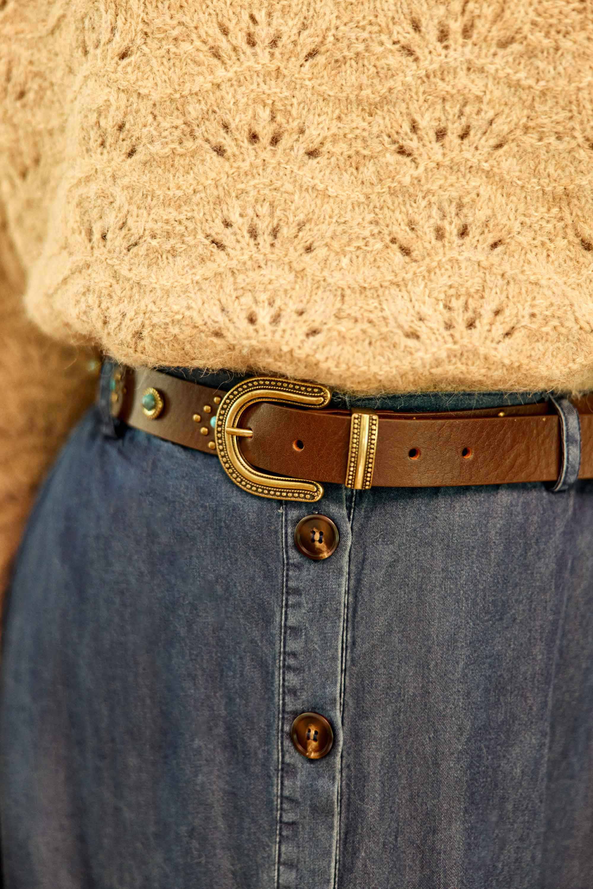 Azul leather belt - Brown
