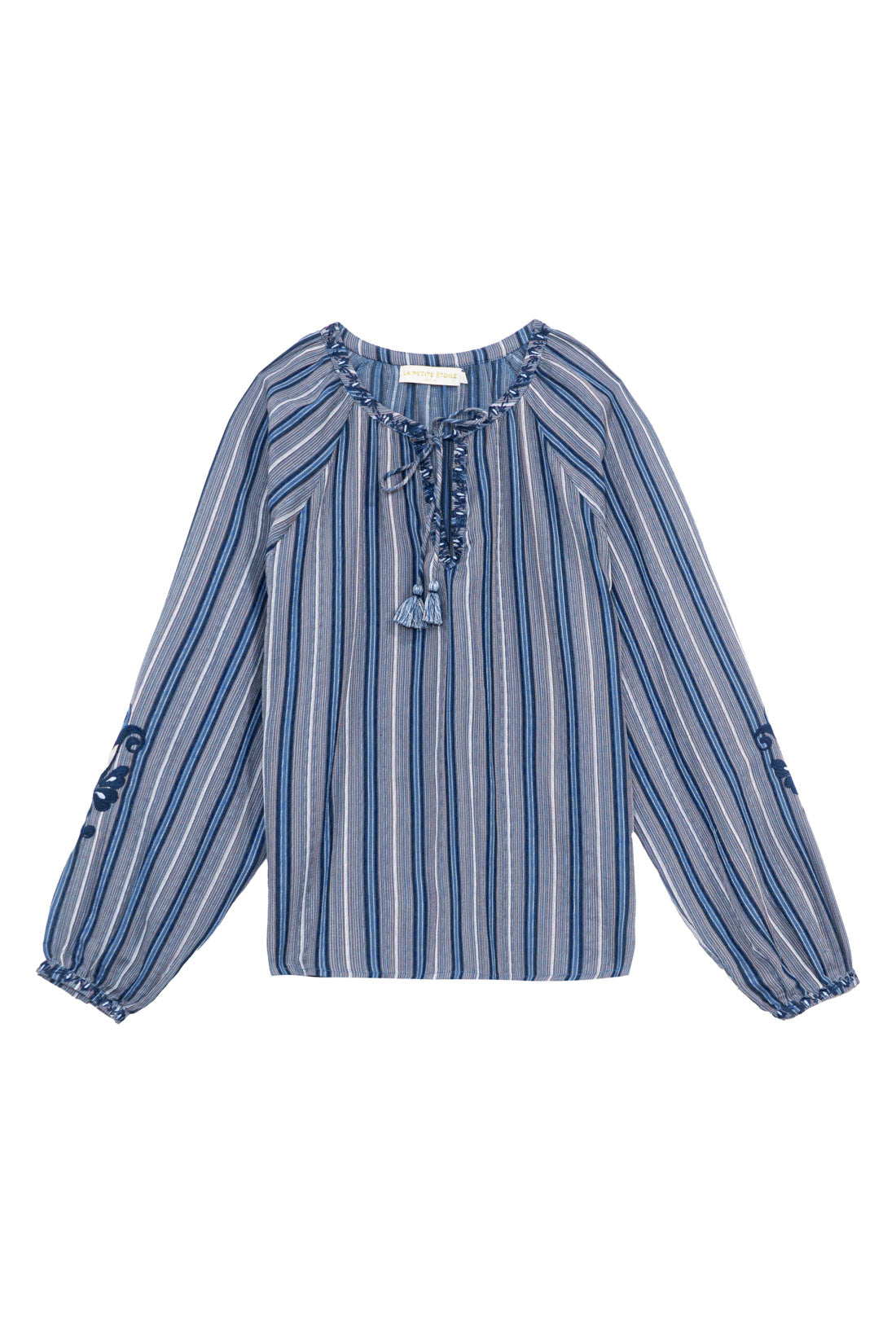 Blue striped V-neck blouse - Bahati