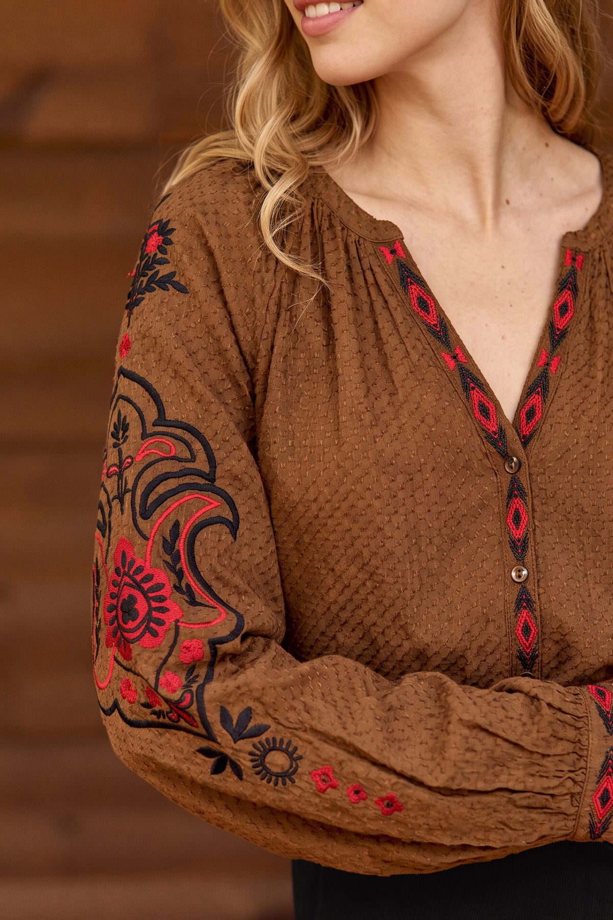Barly - Bestickte Bluse