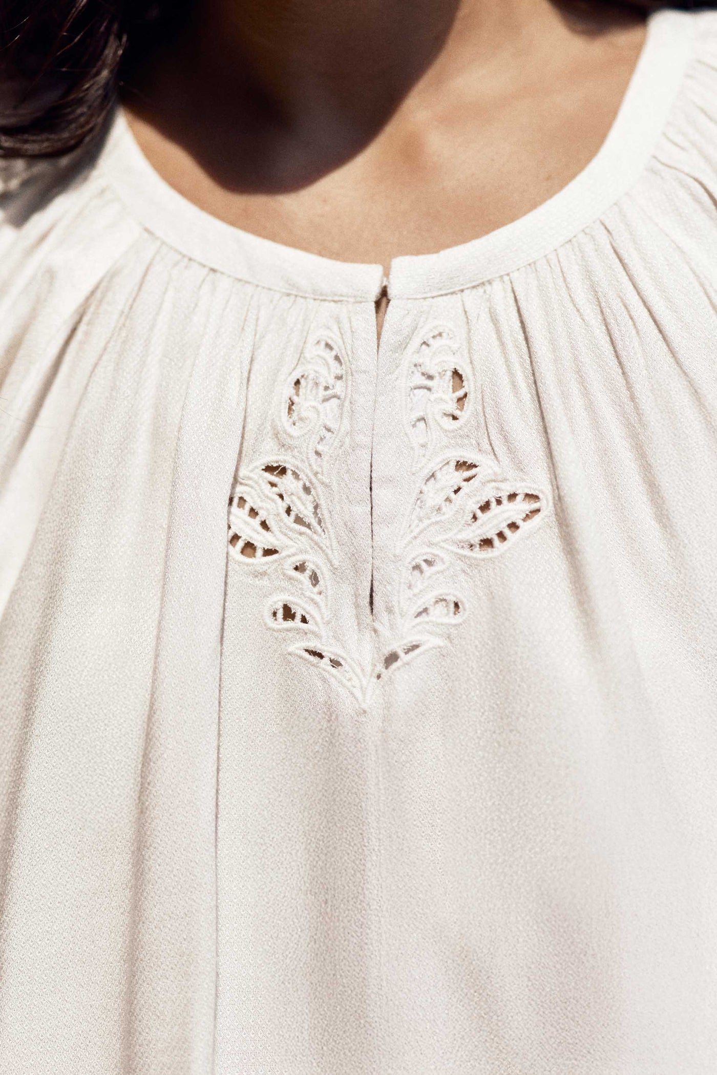 Blouse ample brodée écru - Bary