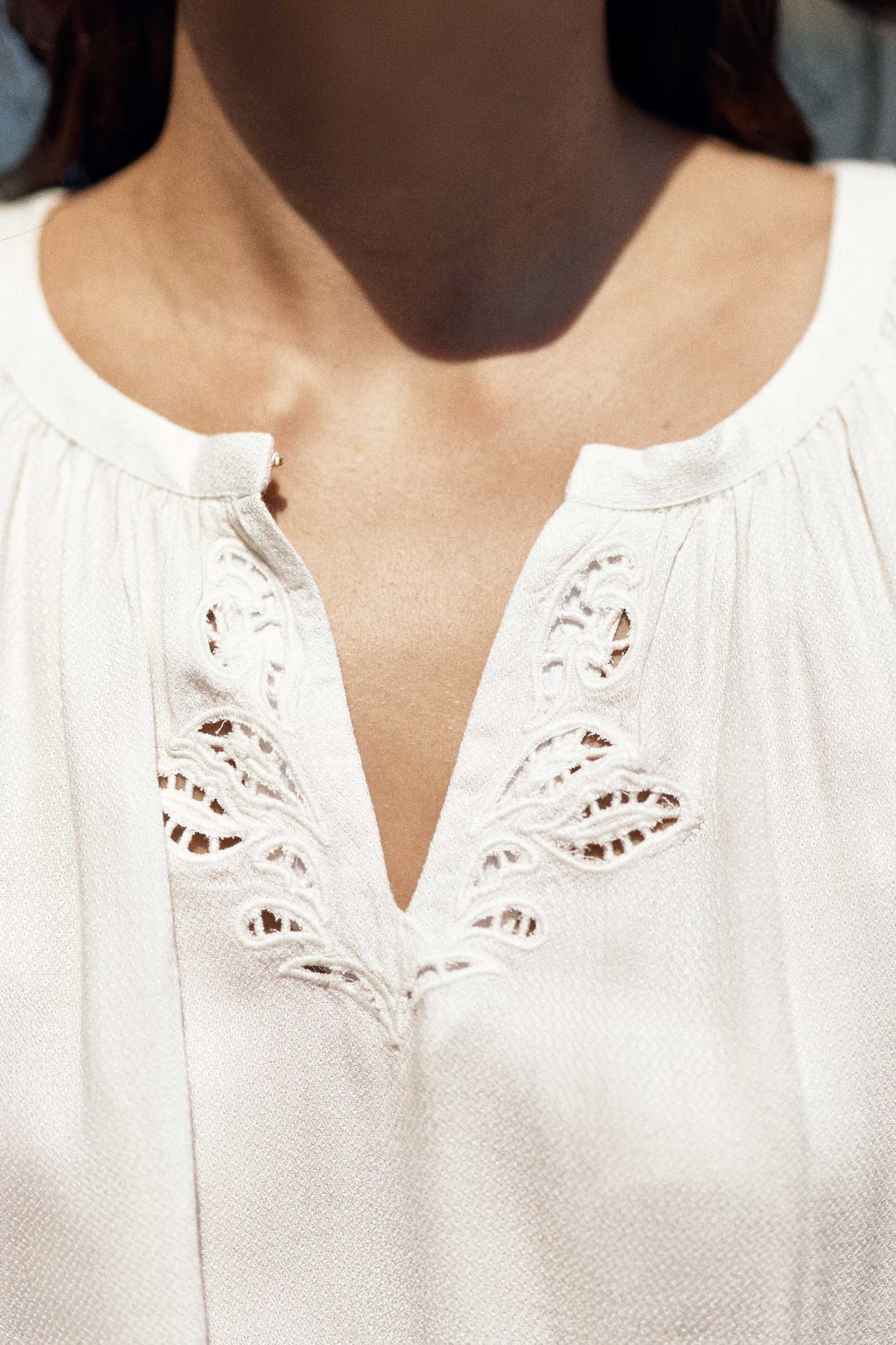 Blouse ample brodée écru - Bary