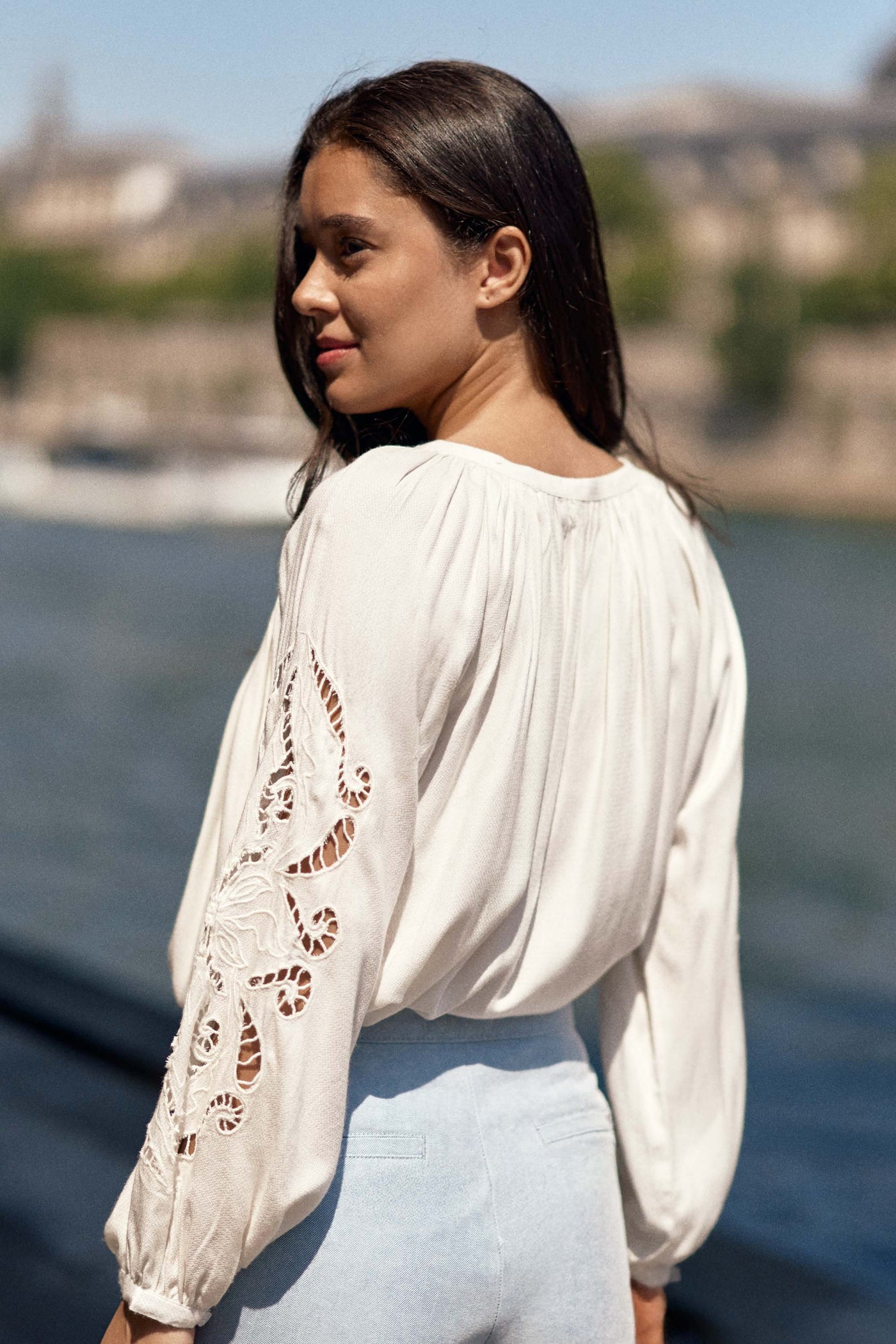 Blouse ample brodée écru - Bary
