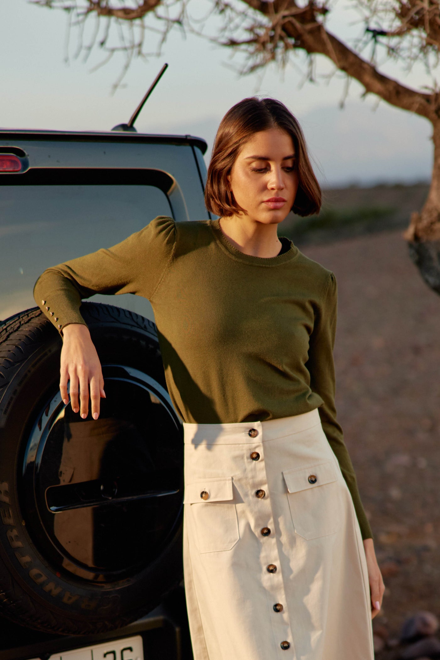Pull col rond kaki - Beatrice