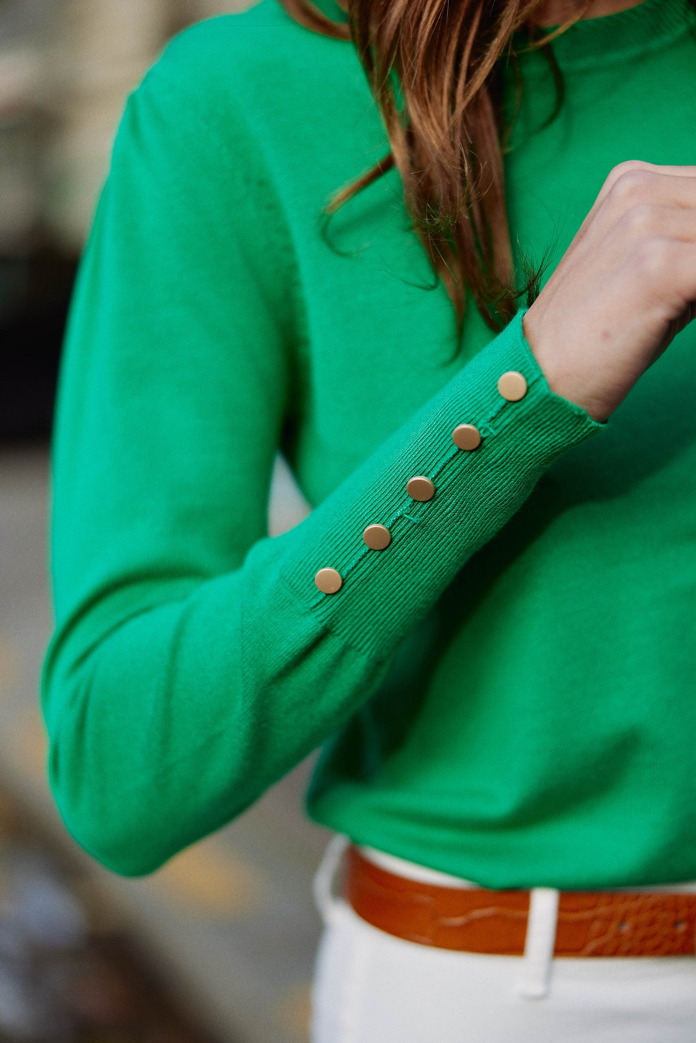 Pull col rond vert - Beatrice