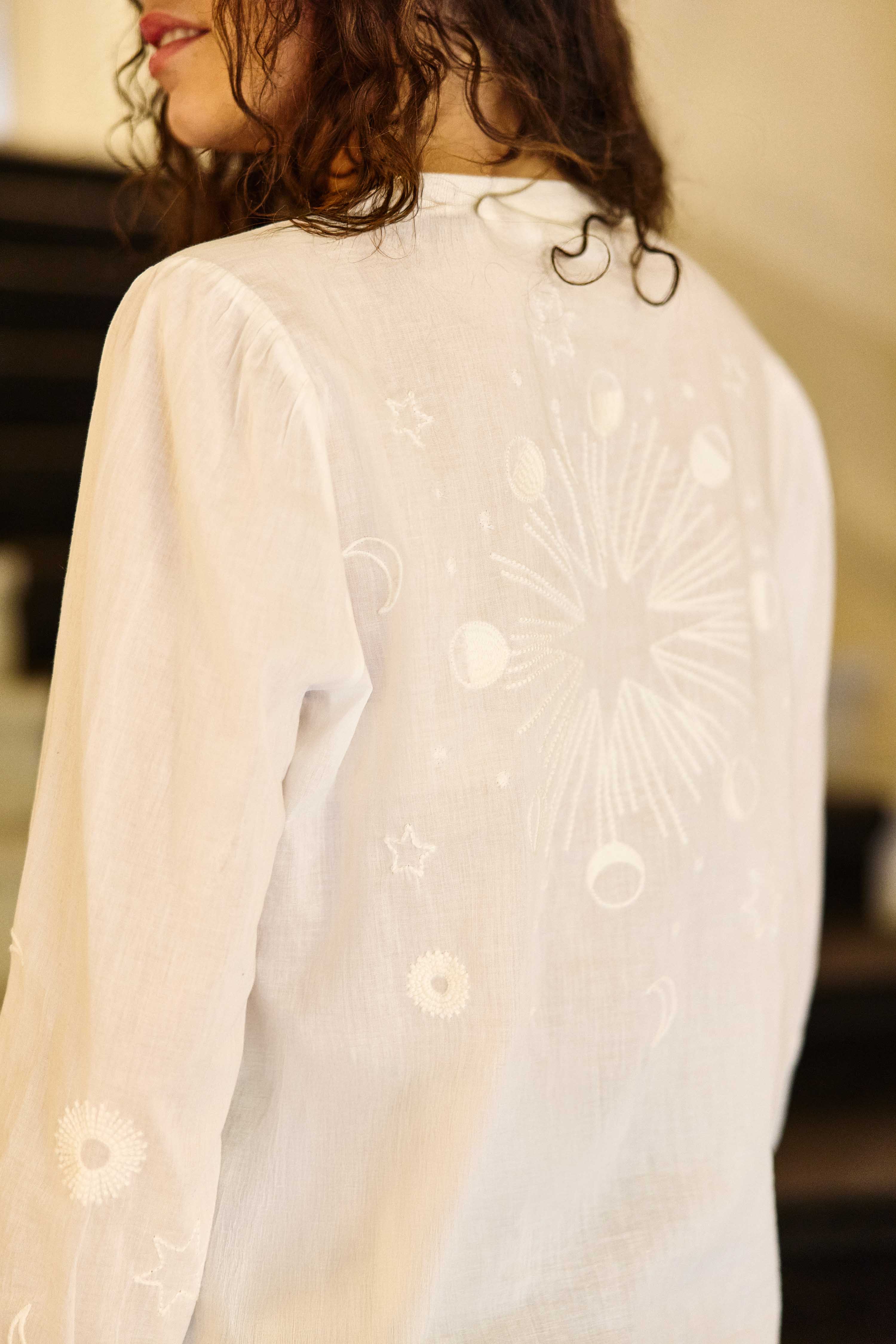 Blouse brodée écrue - Belyne