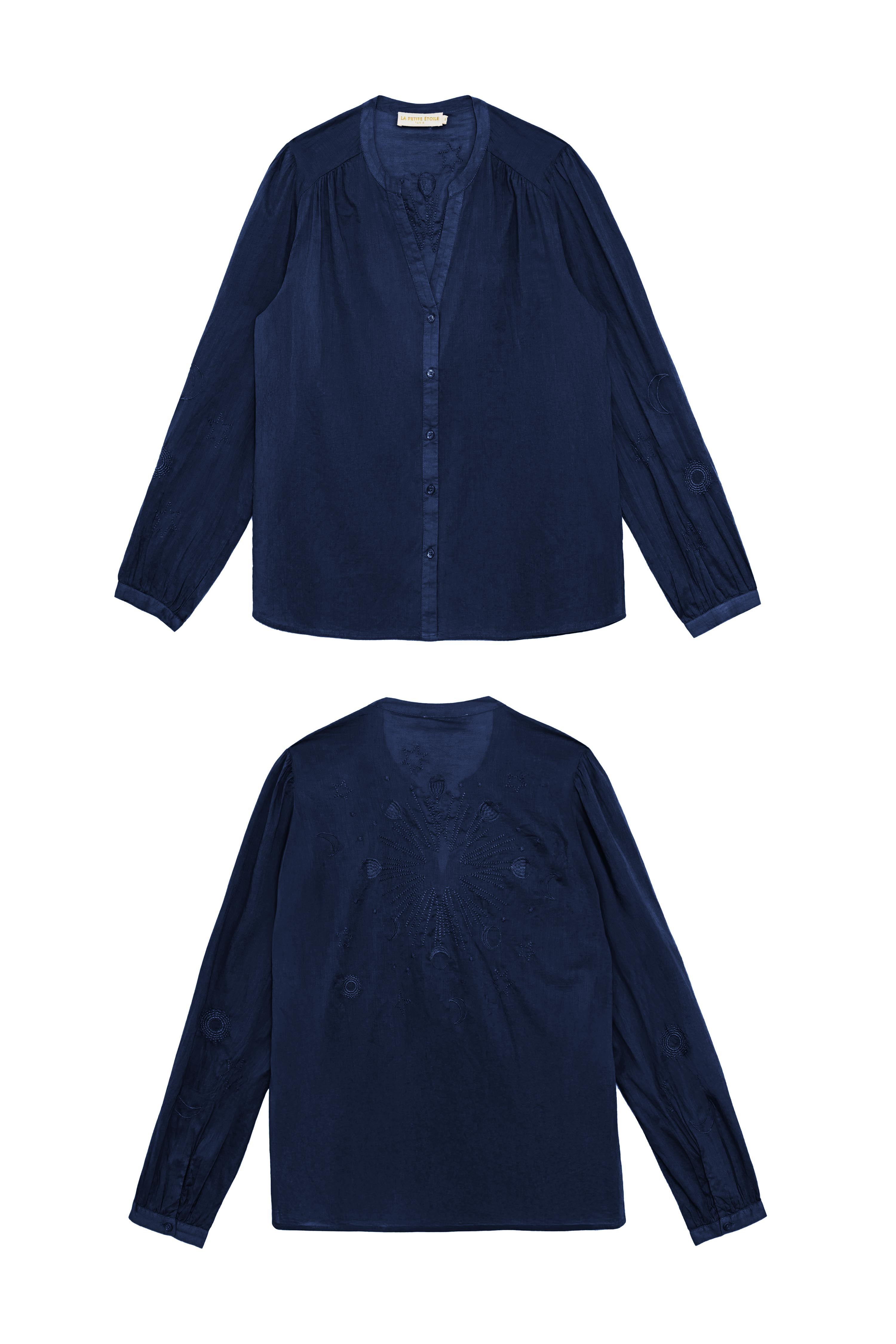 Blouse brodée marine - Belyne