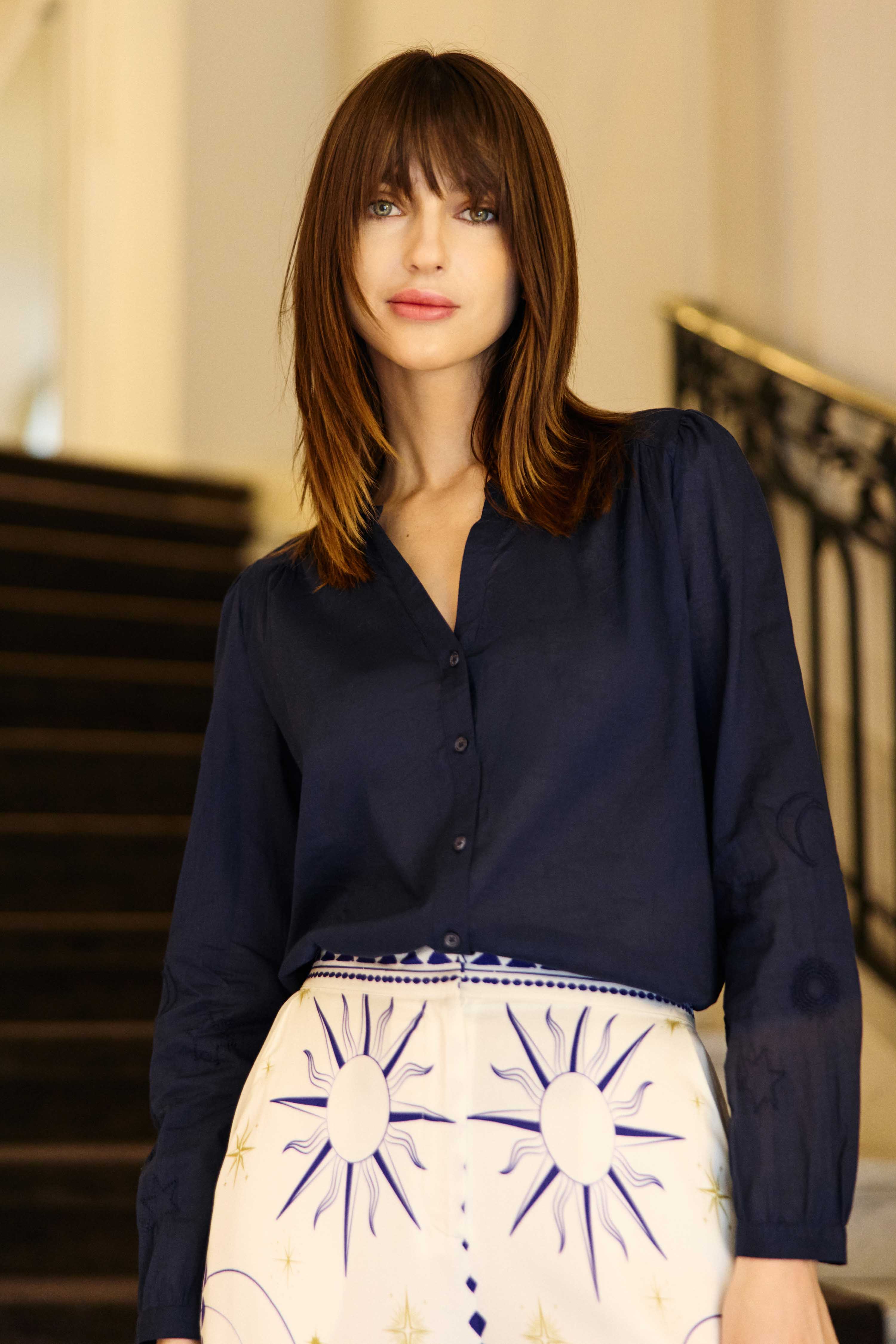 Blouse brodée marine - Belyne