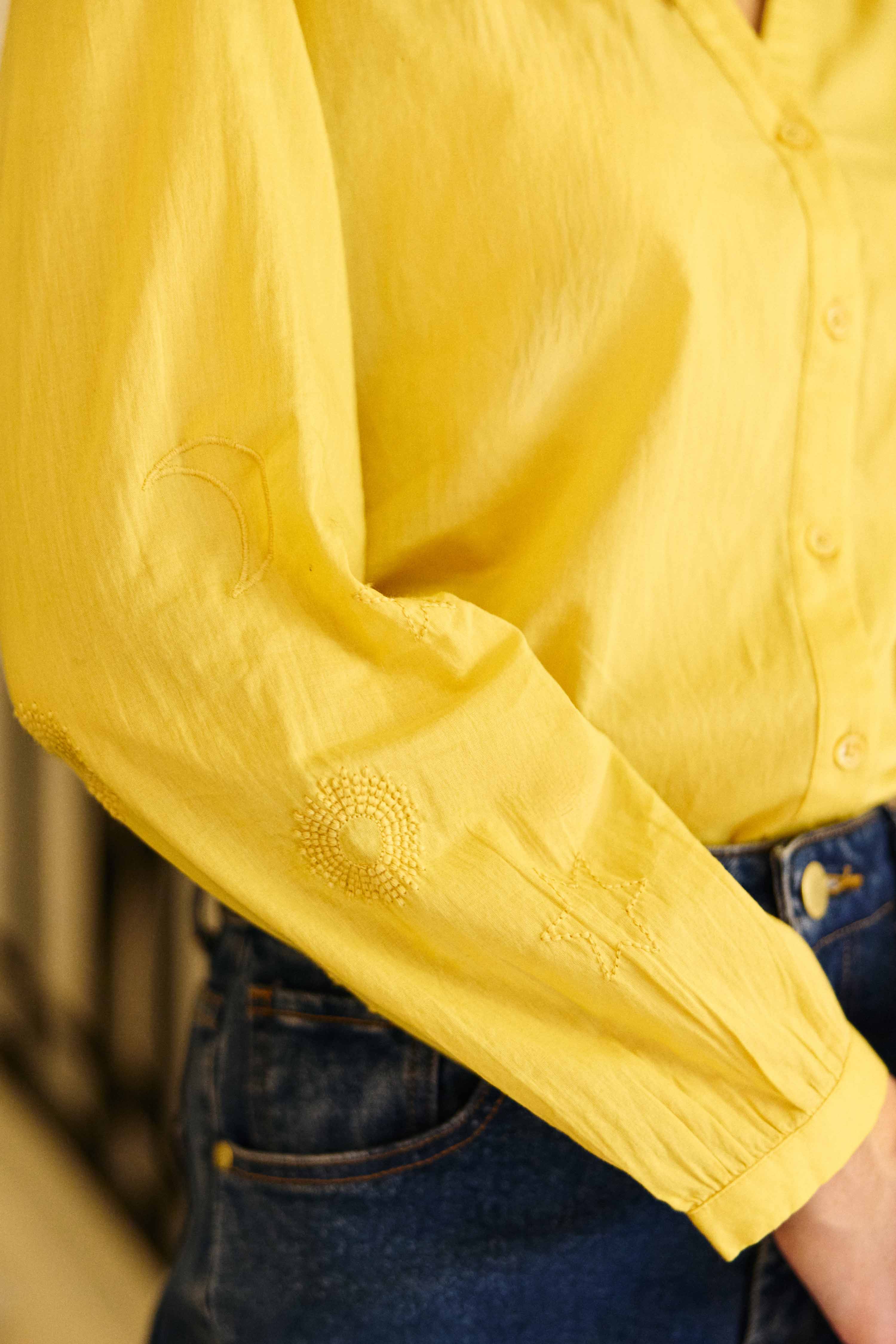 Blouse brodée ocre - Belyne