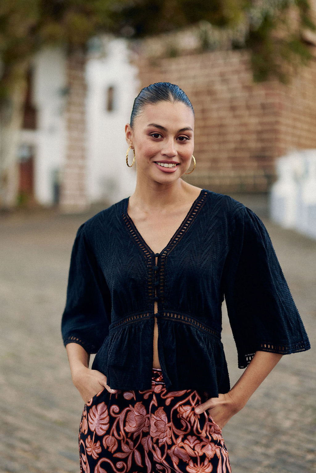 Black openwork blouse - Berin