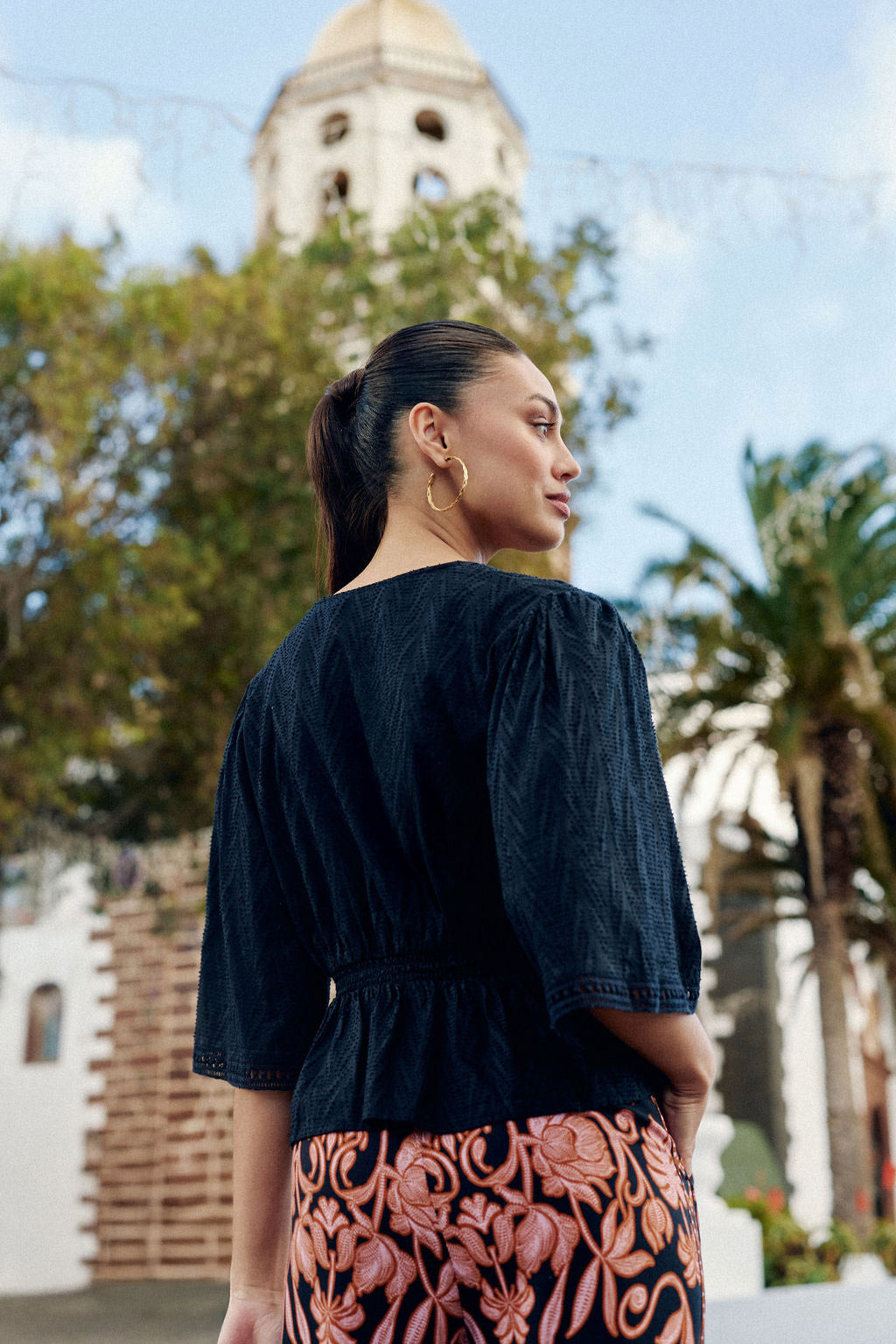 Black openwork blouse - Berin