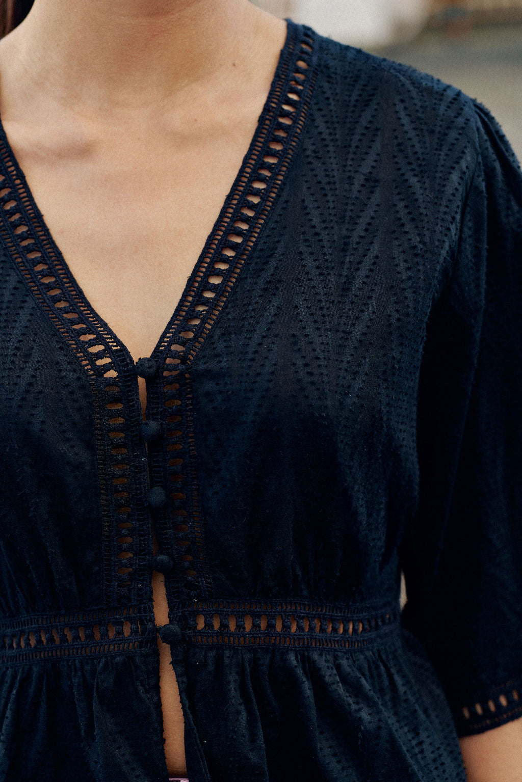 Black openwork blouse - Berin