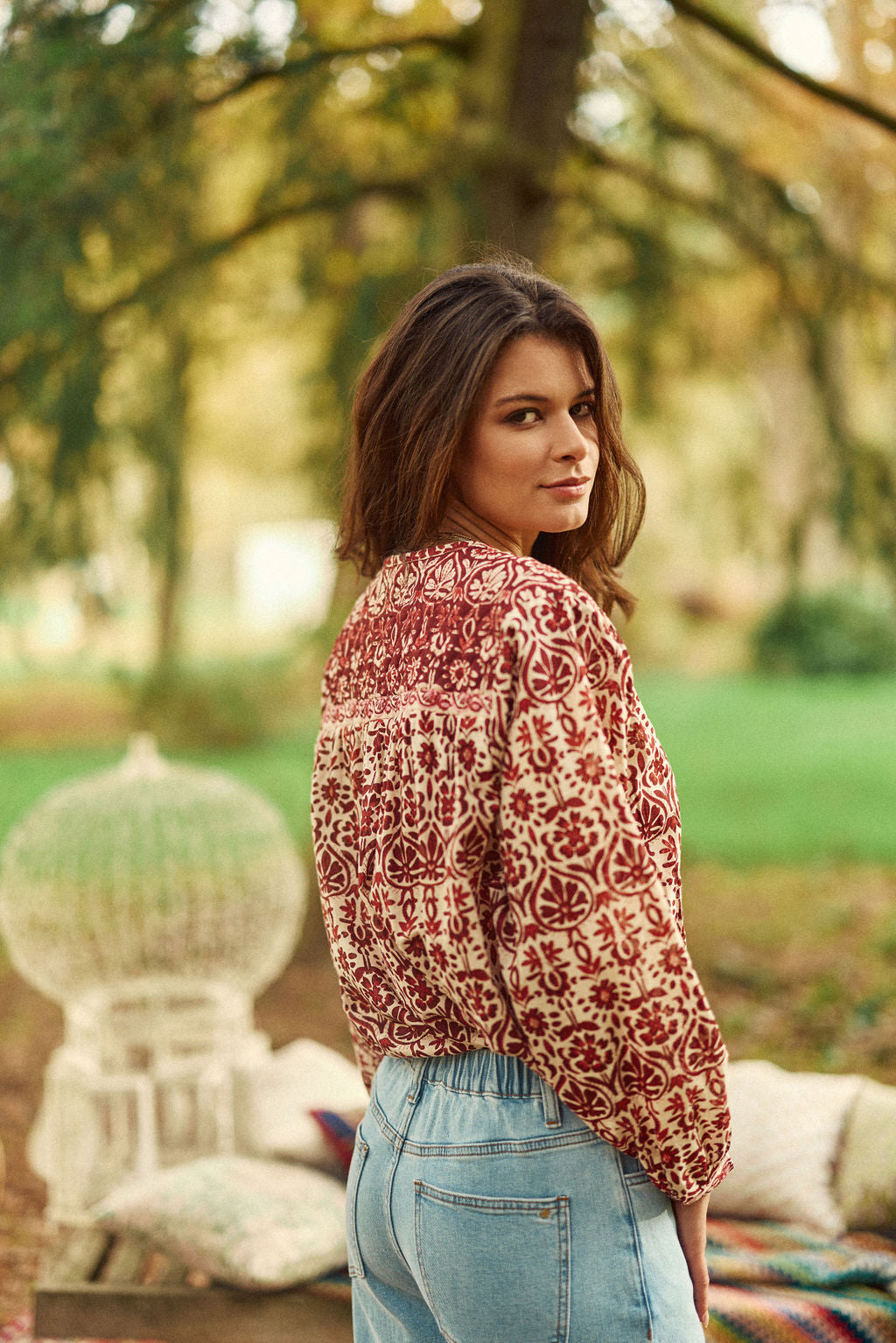 Berlia loose blouse - Red flower
