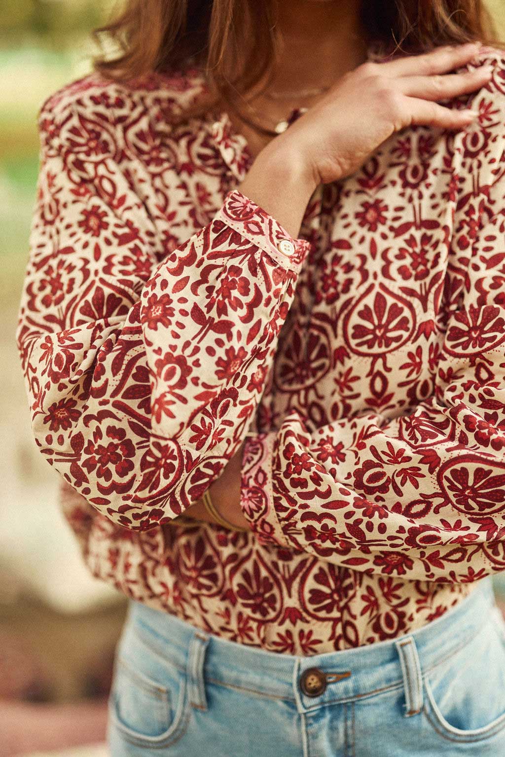 Berlia loose blouse - Red flower