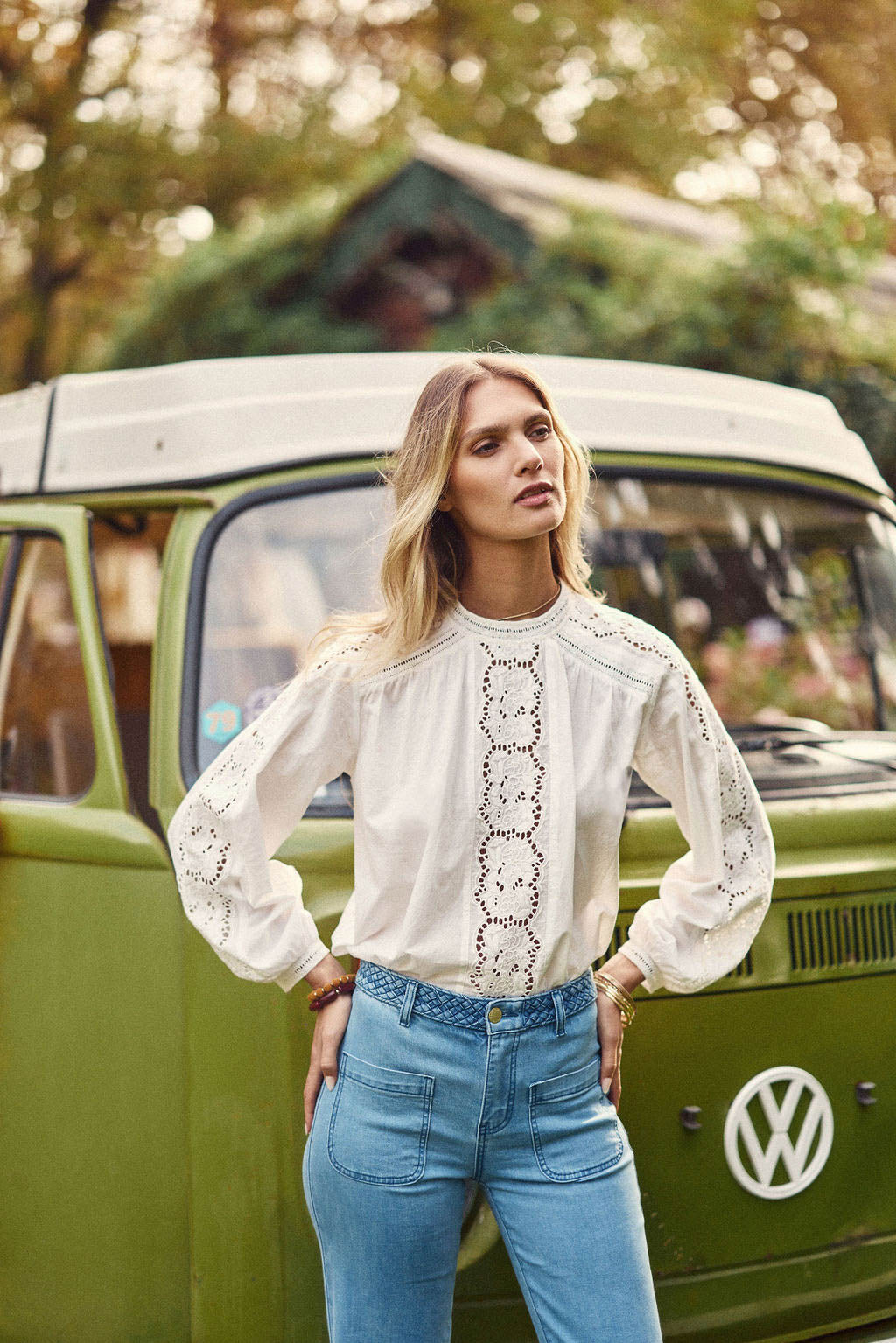 Blouse brodée écru - Betty