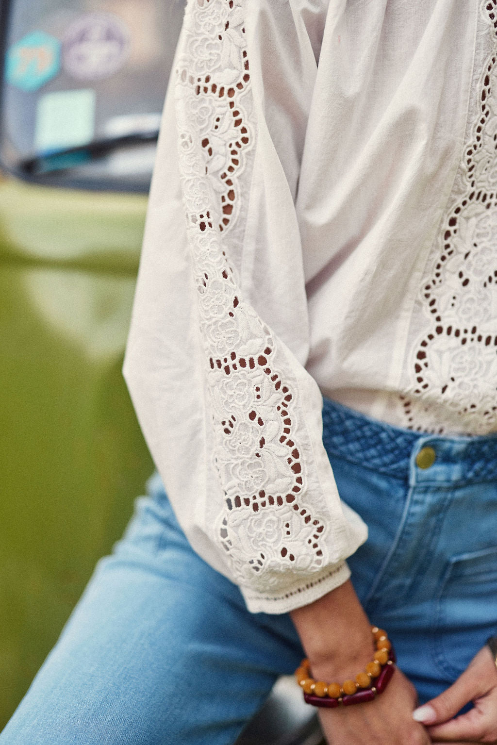 Blouse brodée écru - Betty