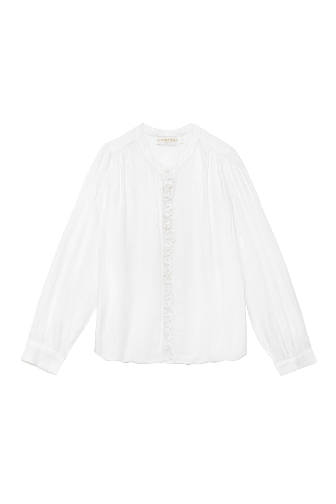 Flowy blouse with ecru mandarin collar – Birdy