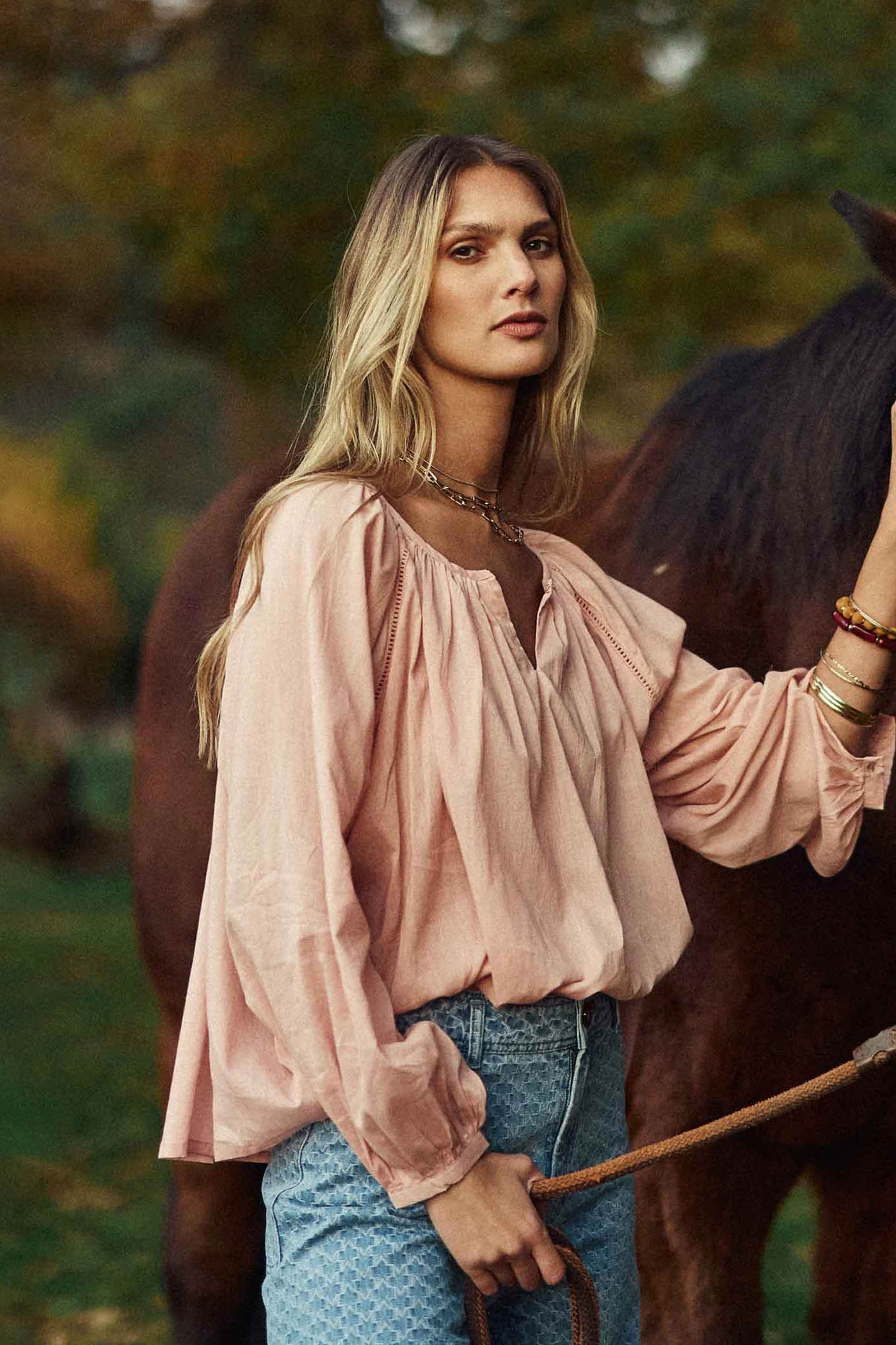 Blouse ample rose poudrée - Blazie
