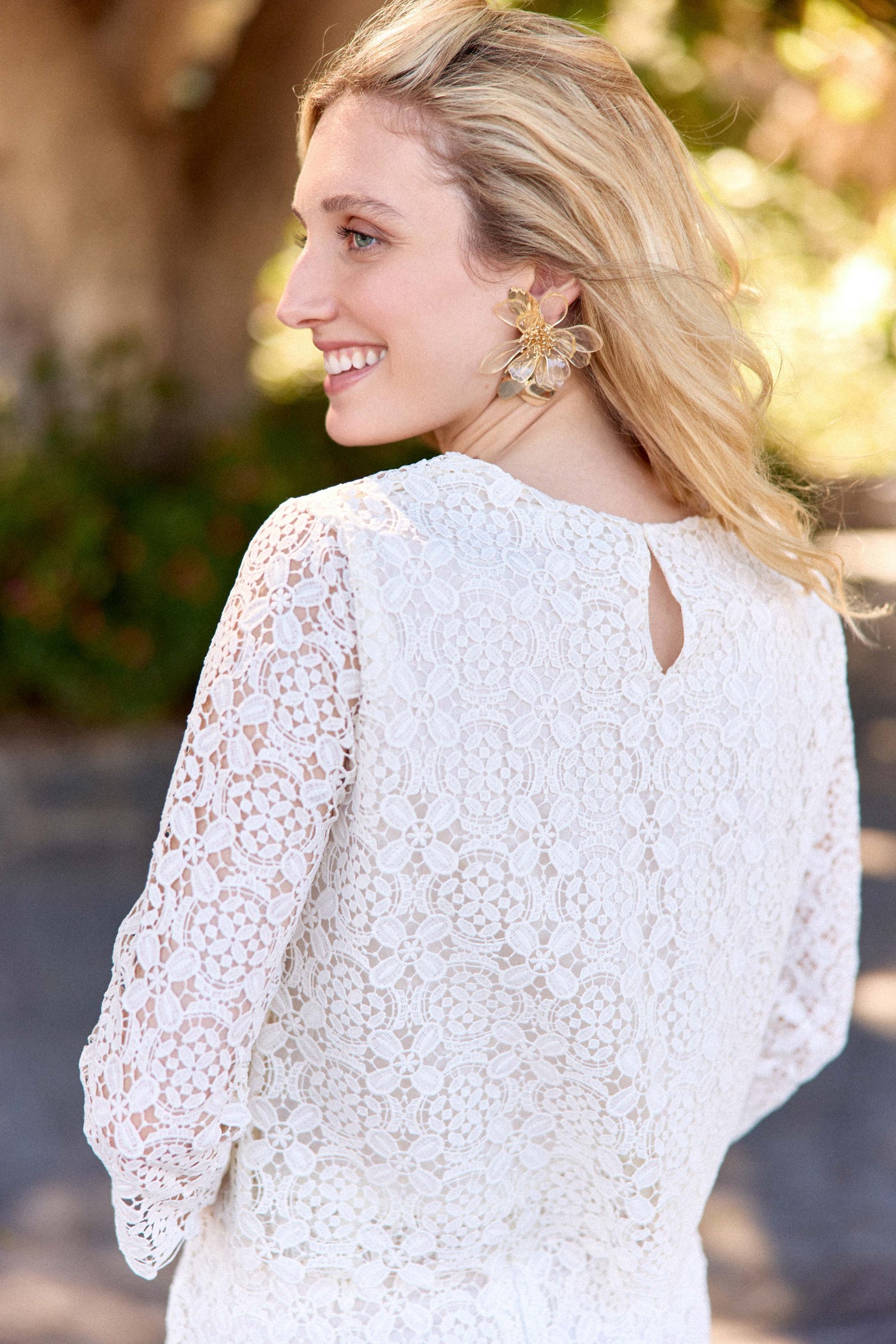 Blouse en guipure ivoire - Bleya