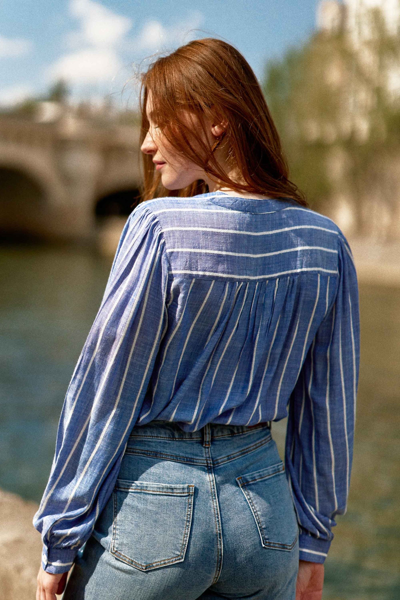 Blouse à rayures bleu/blanc - Blue