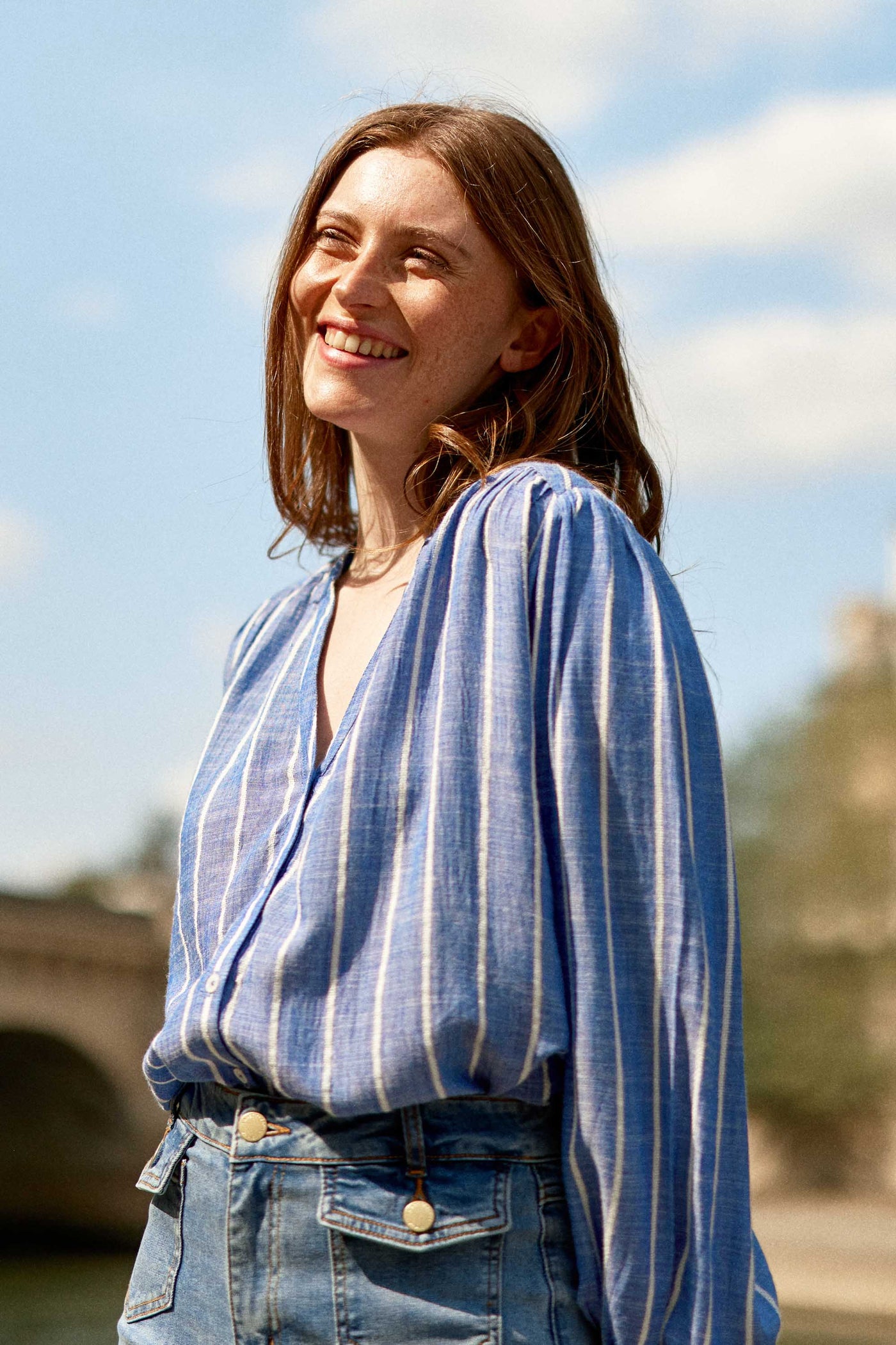 Blouse à rayures bleu/blanc - Blue