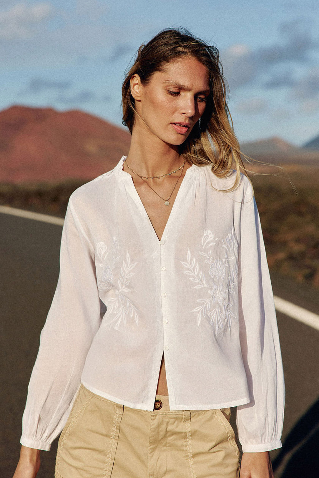 White V-neck blouse - Blythe