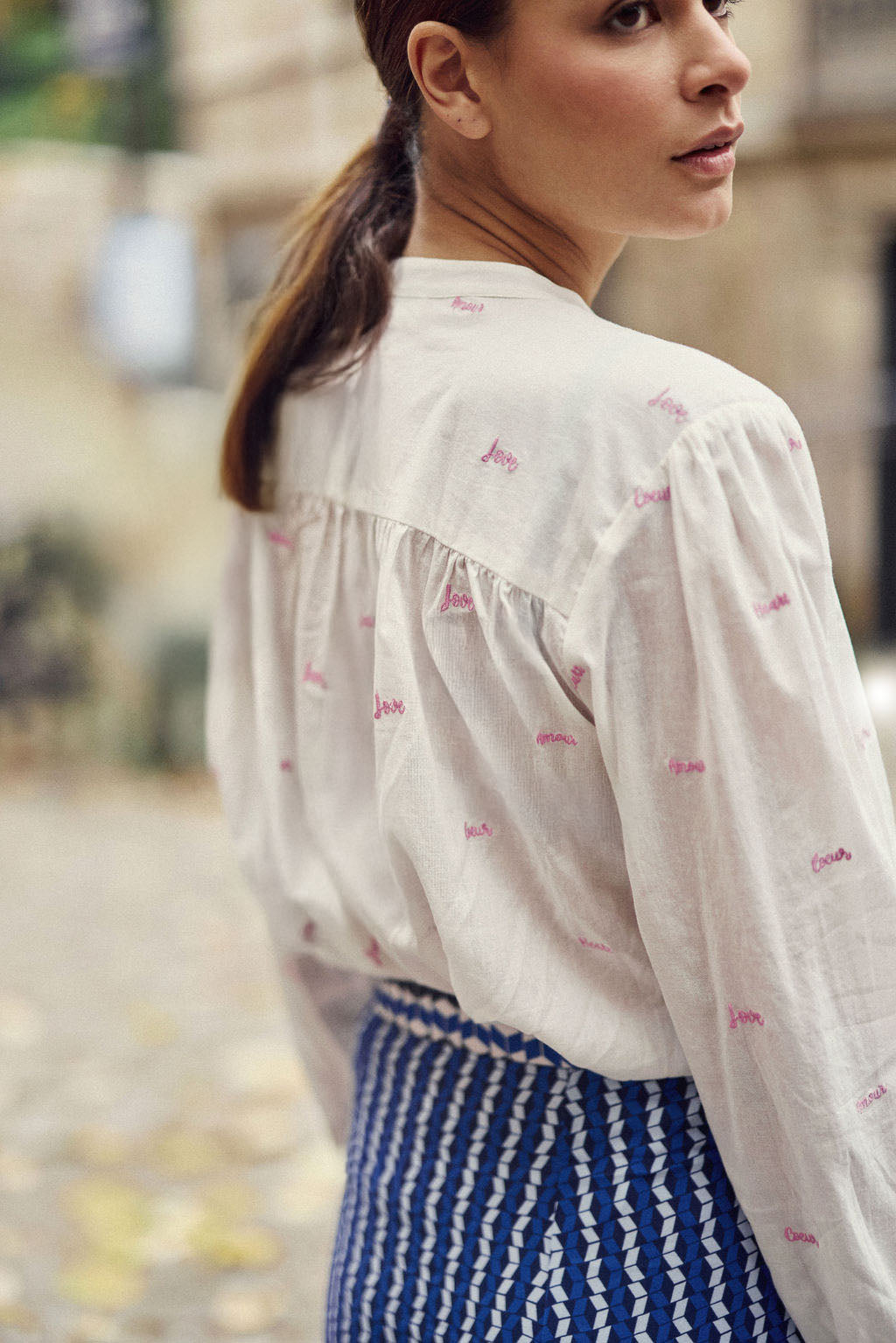 Blouse ample écru/rose - Bolia