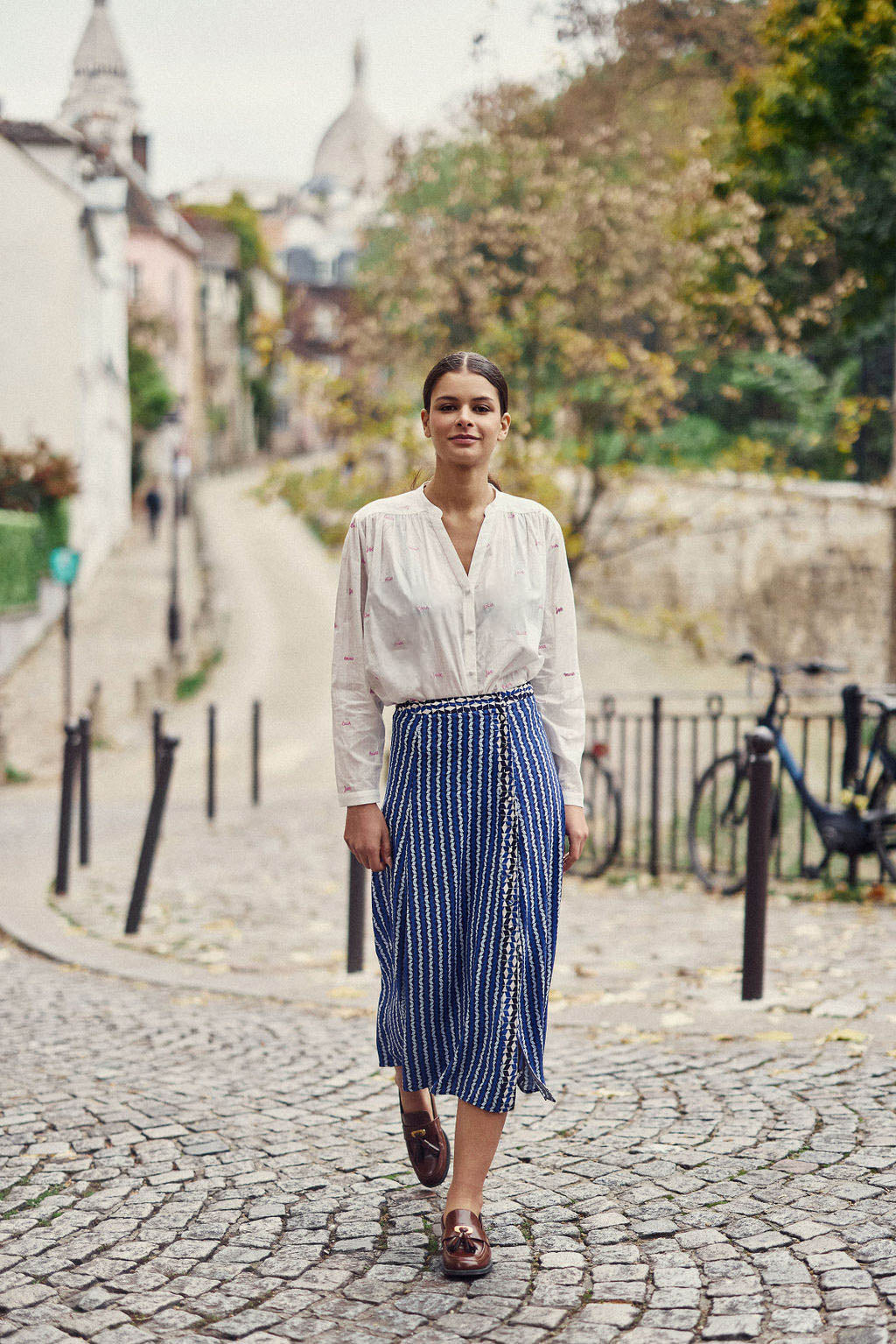 Blouse ample écru/rose - Bolia