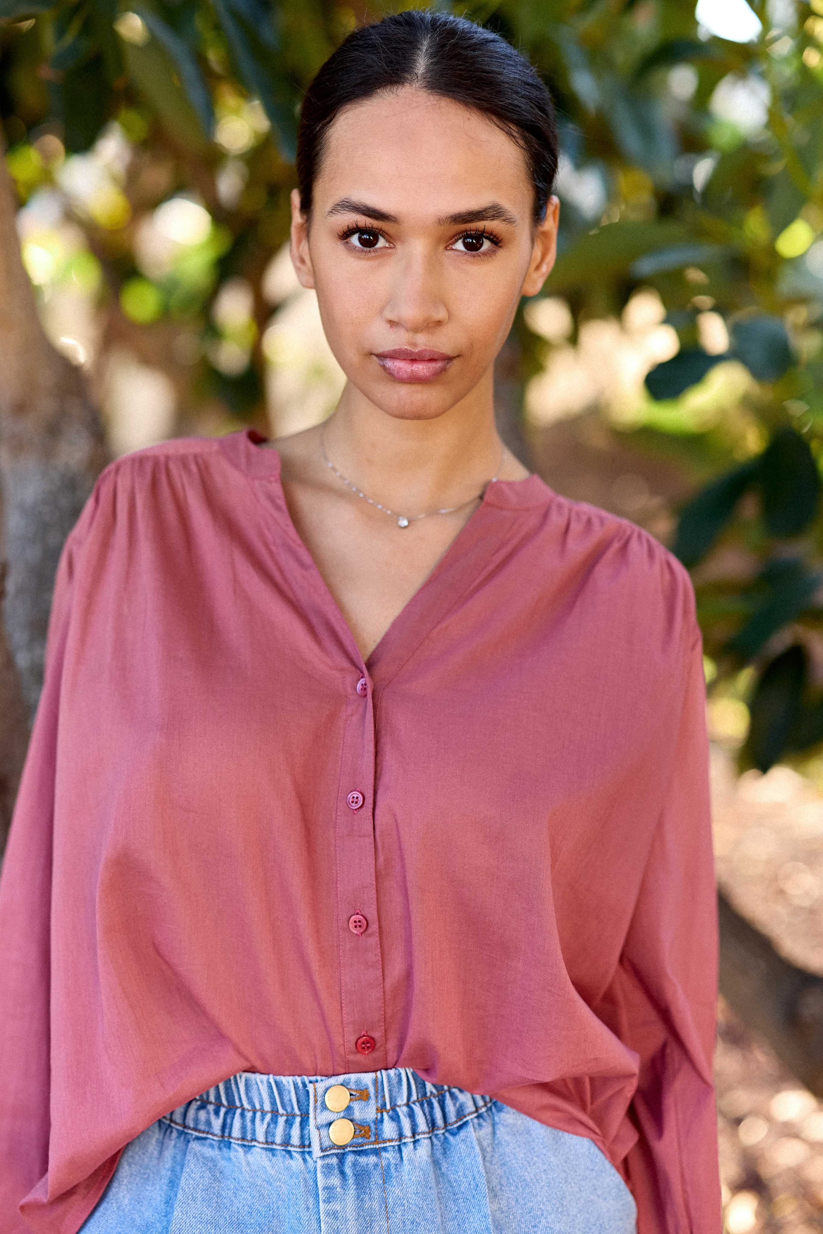 Blouse col V rose - Bolia