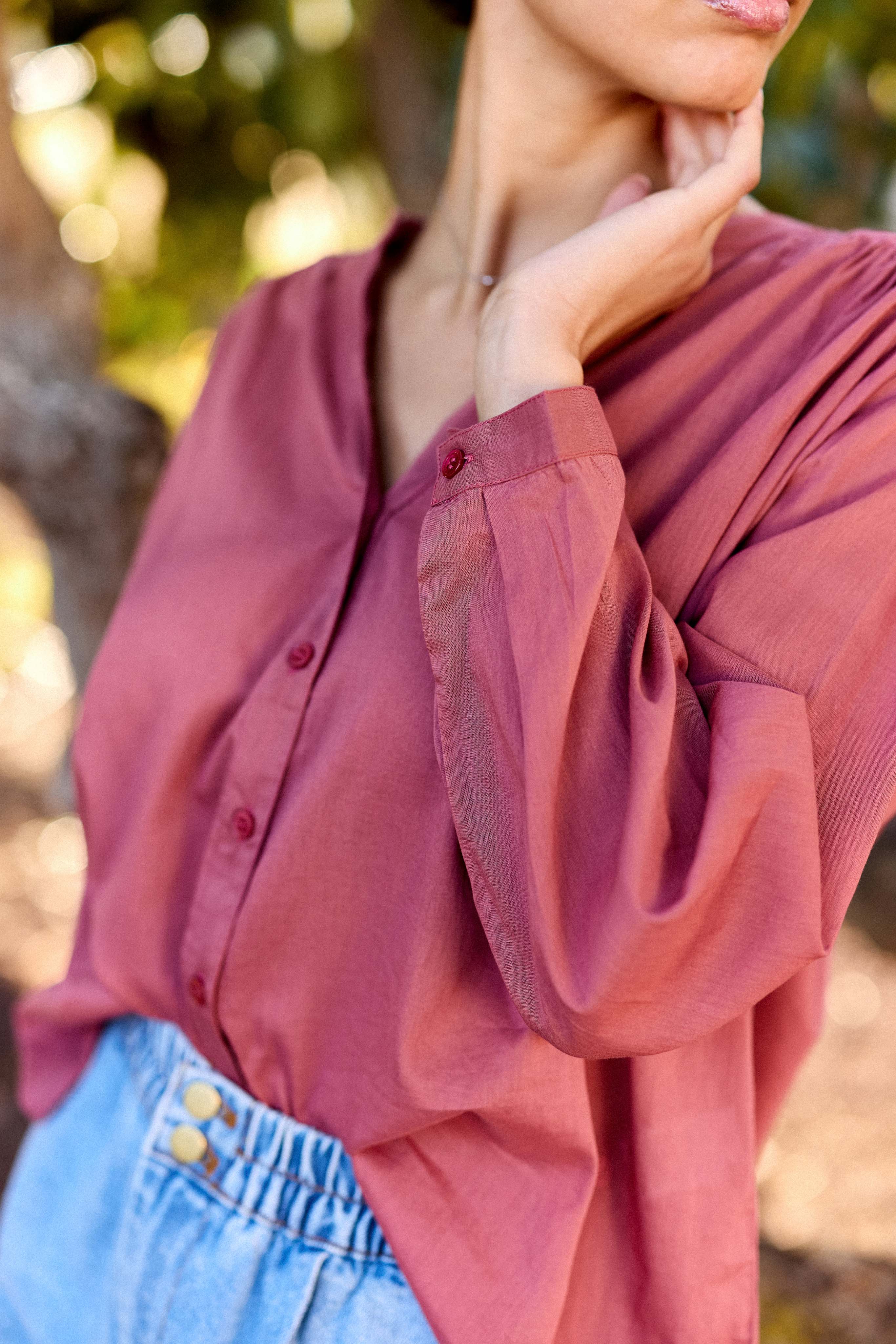 Blouse col V rose - Bolia