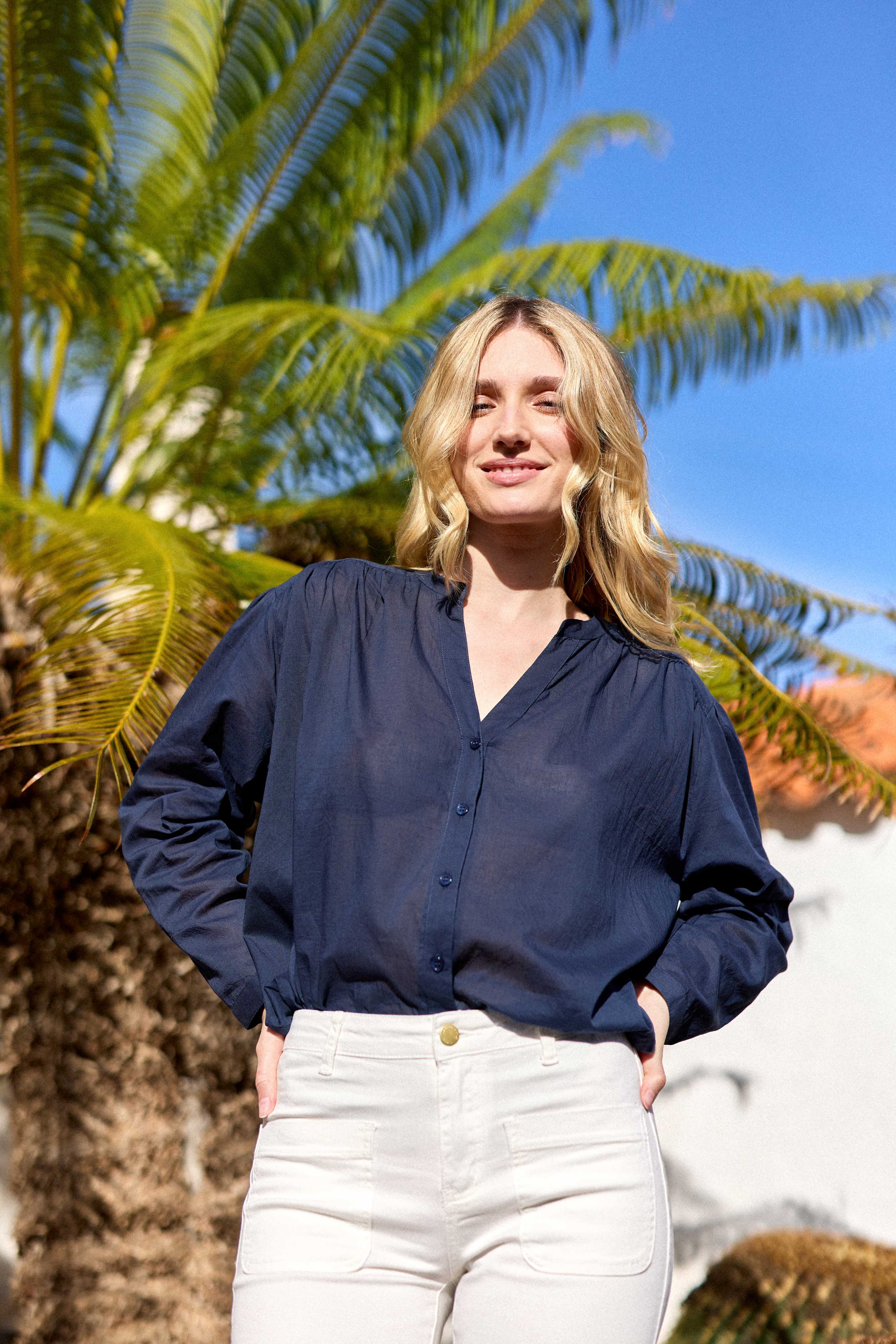 Blouse col V marine - Bolia