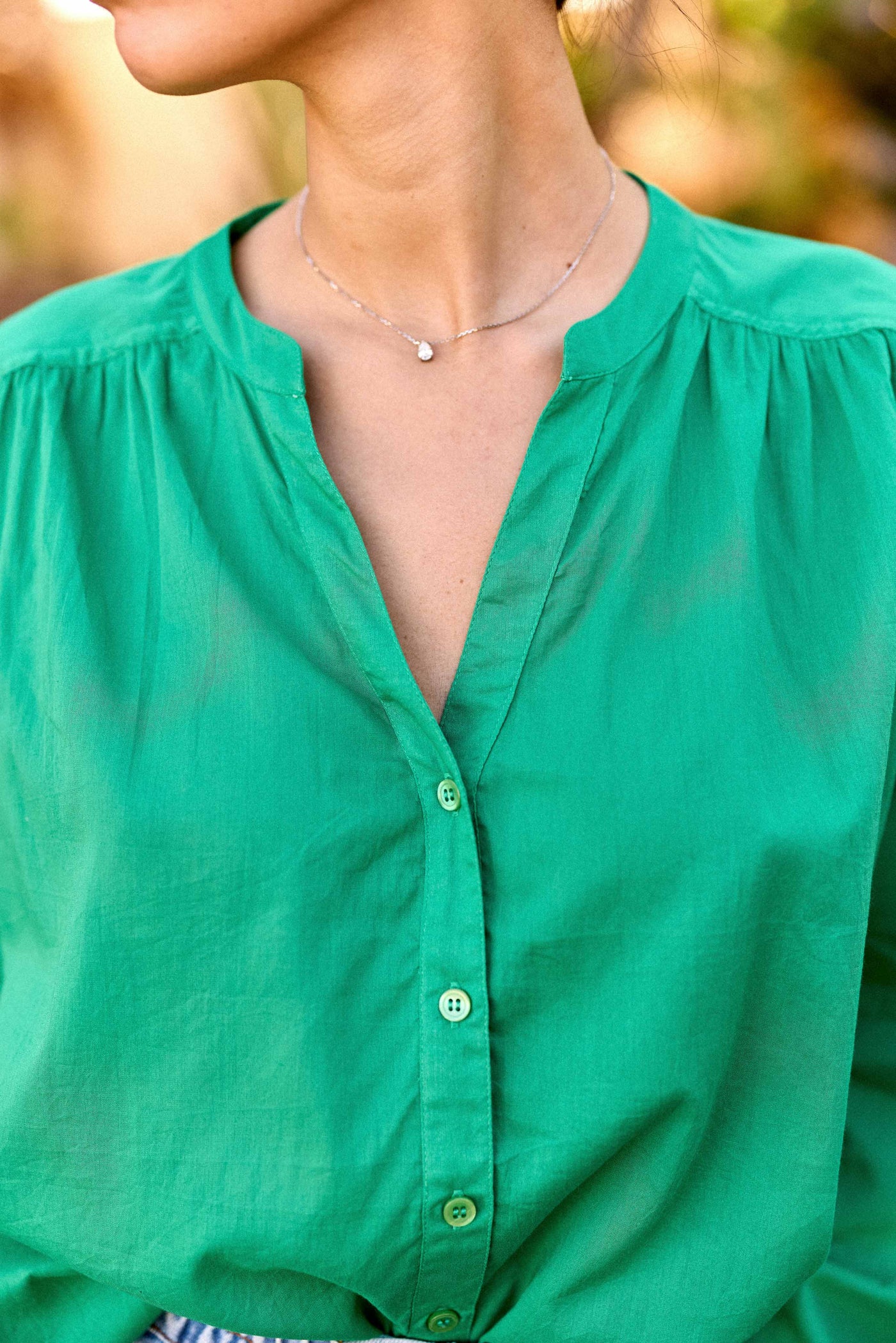 Blouse col V vert - Bolia
