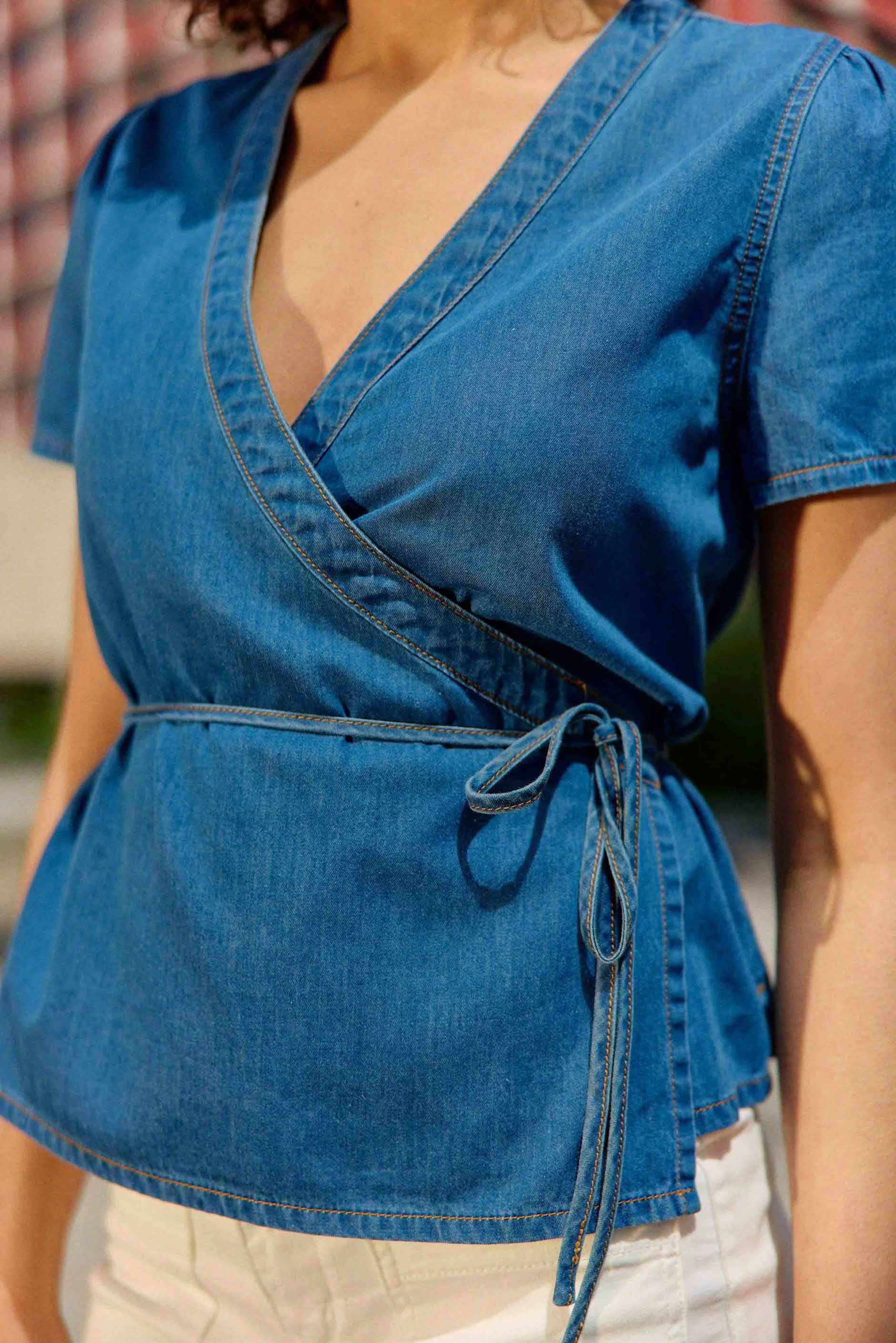 Denim wash blouse - Brandy