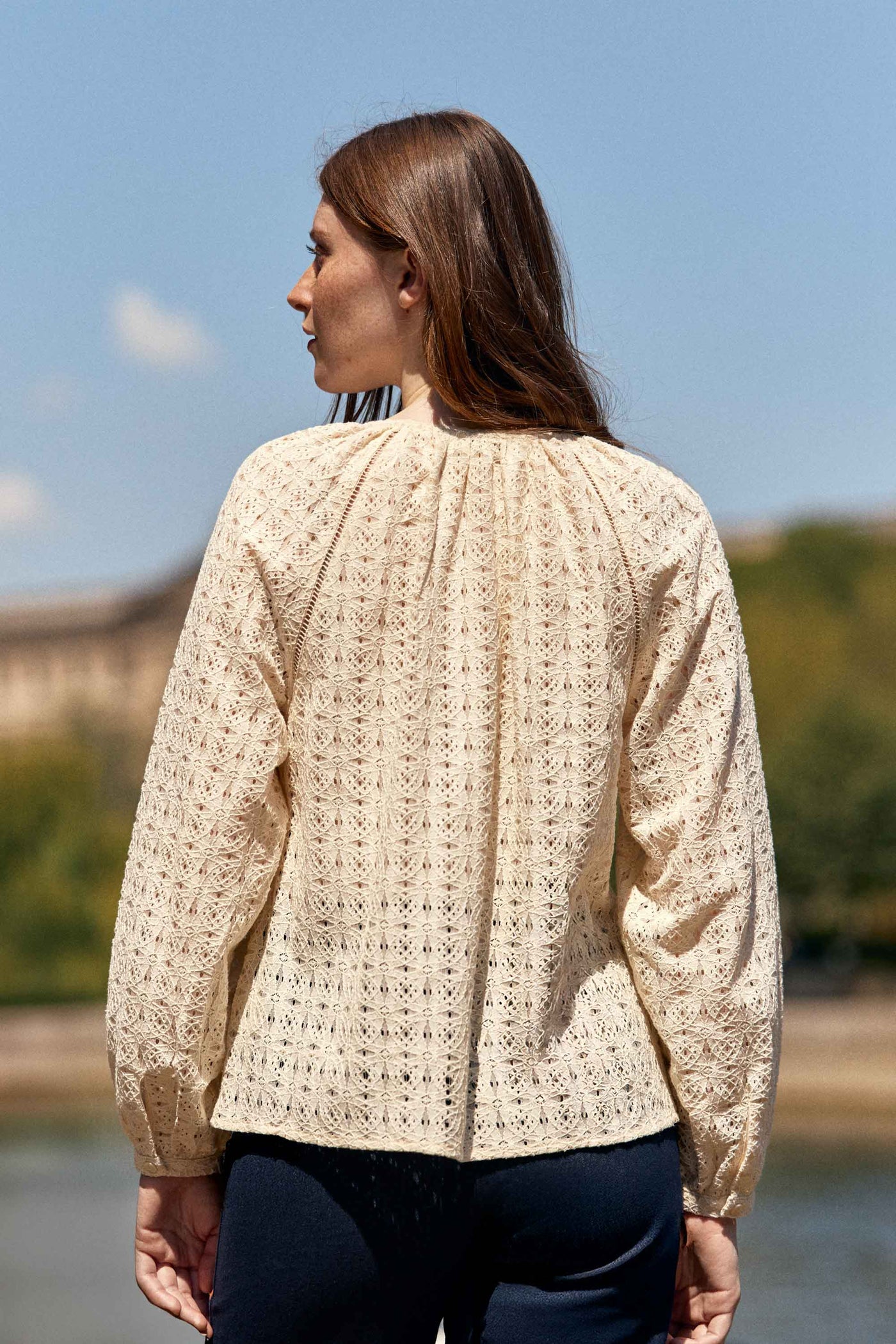 Blouse avec détails ajourés écrue - Briana