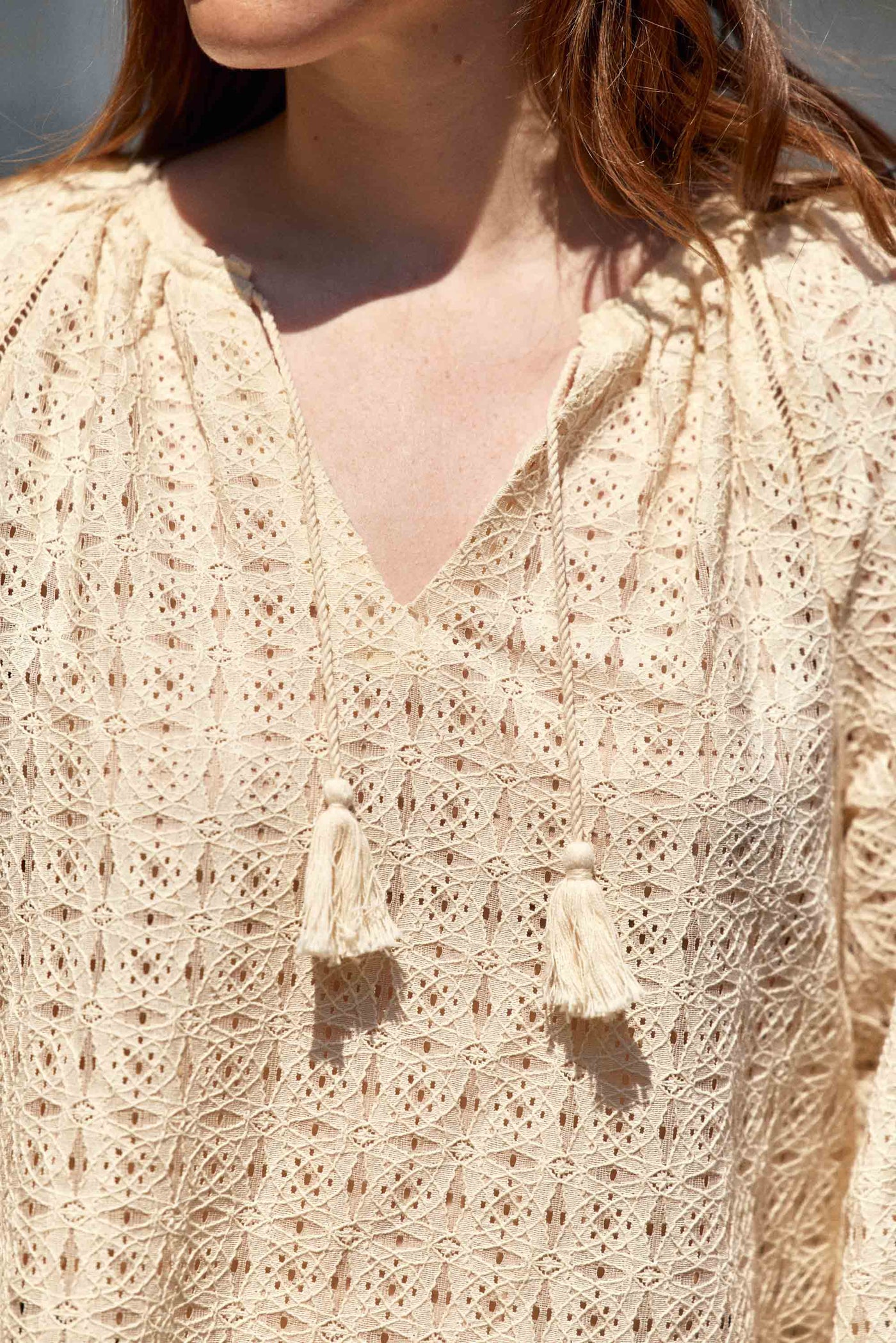Blouse avec détails ajourés écrue - Briana