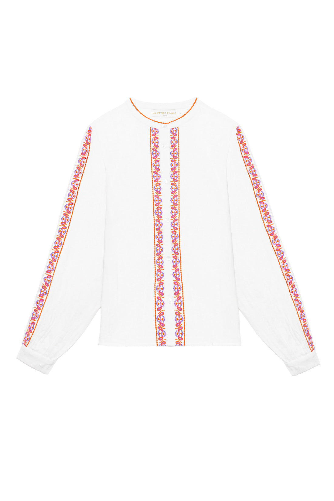 Blouse avec broderie blanc/orange - Brielle