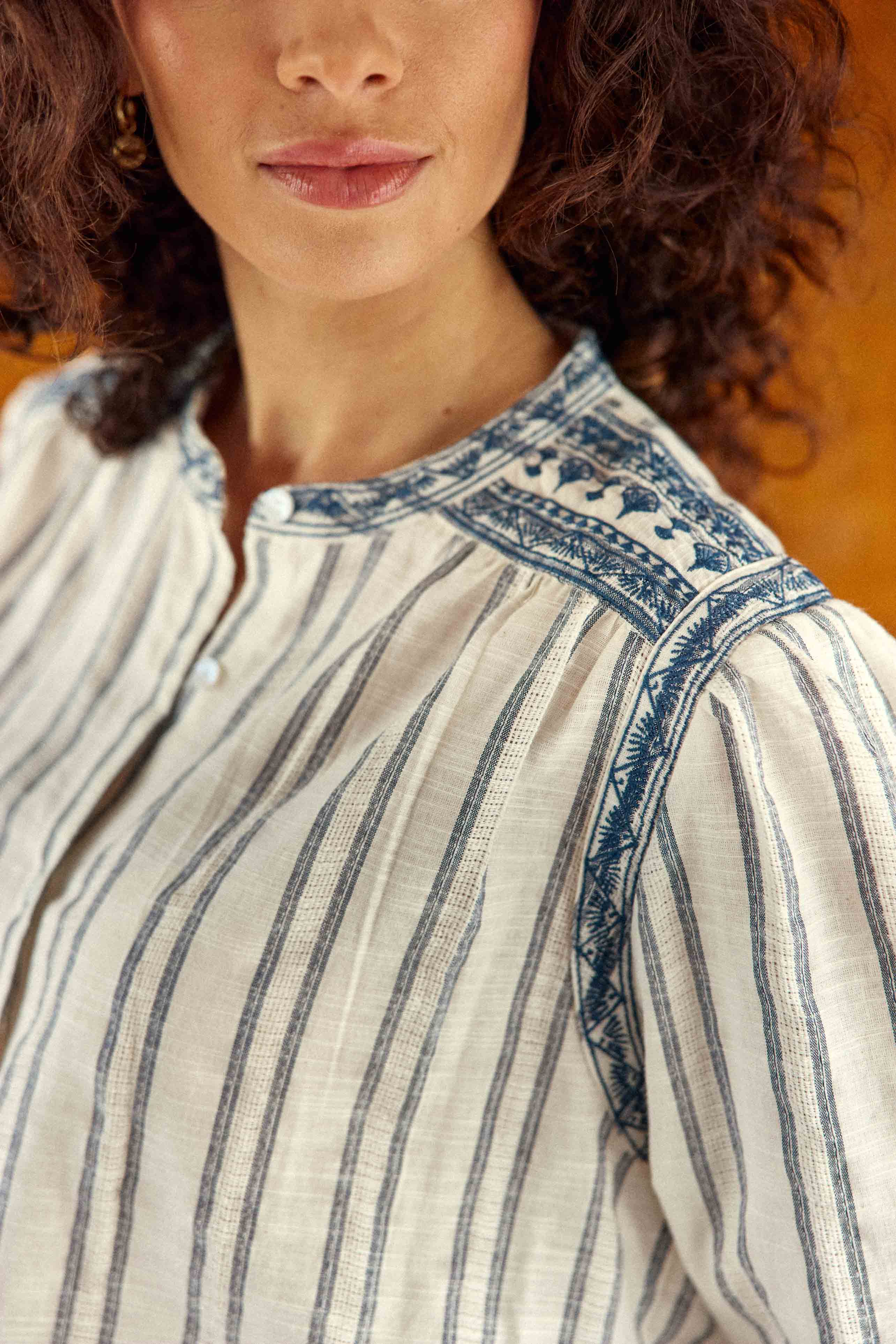 Blouse ecru/bleu - Brielly