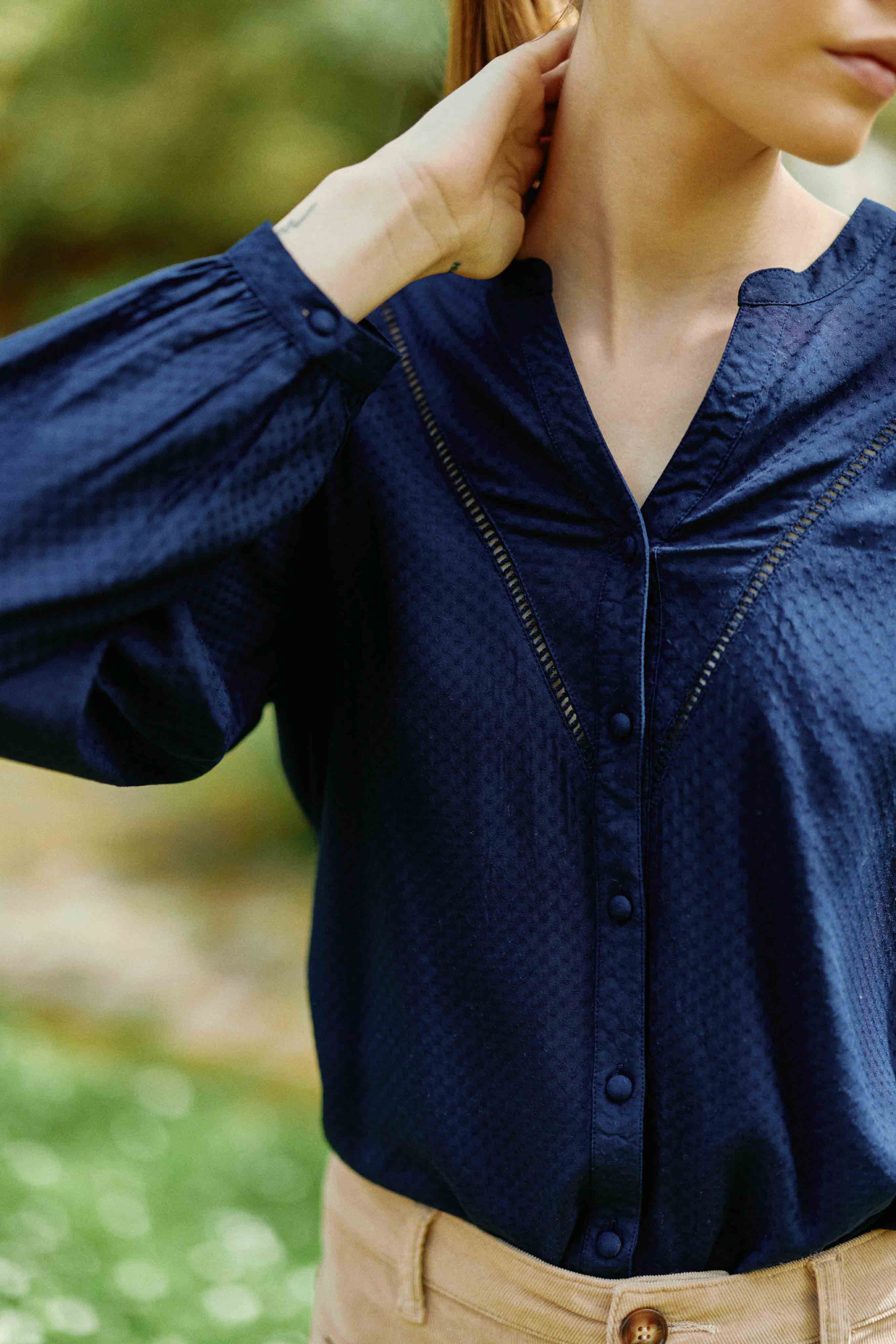 Blouse col V marine - Brina