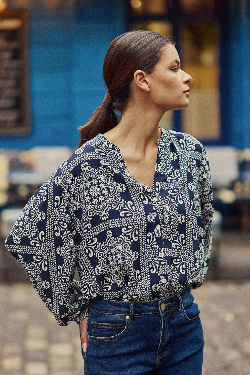 Loose navy blouse - Caisy