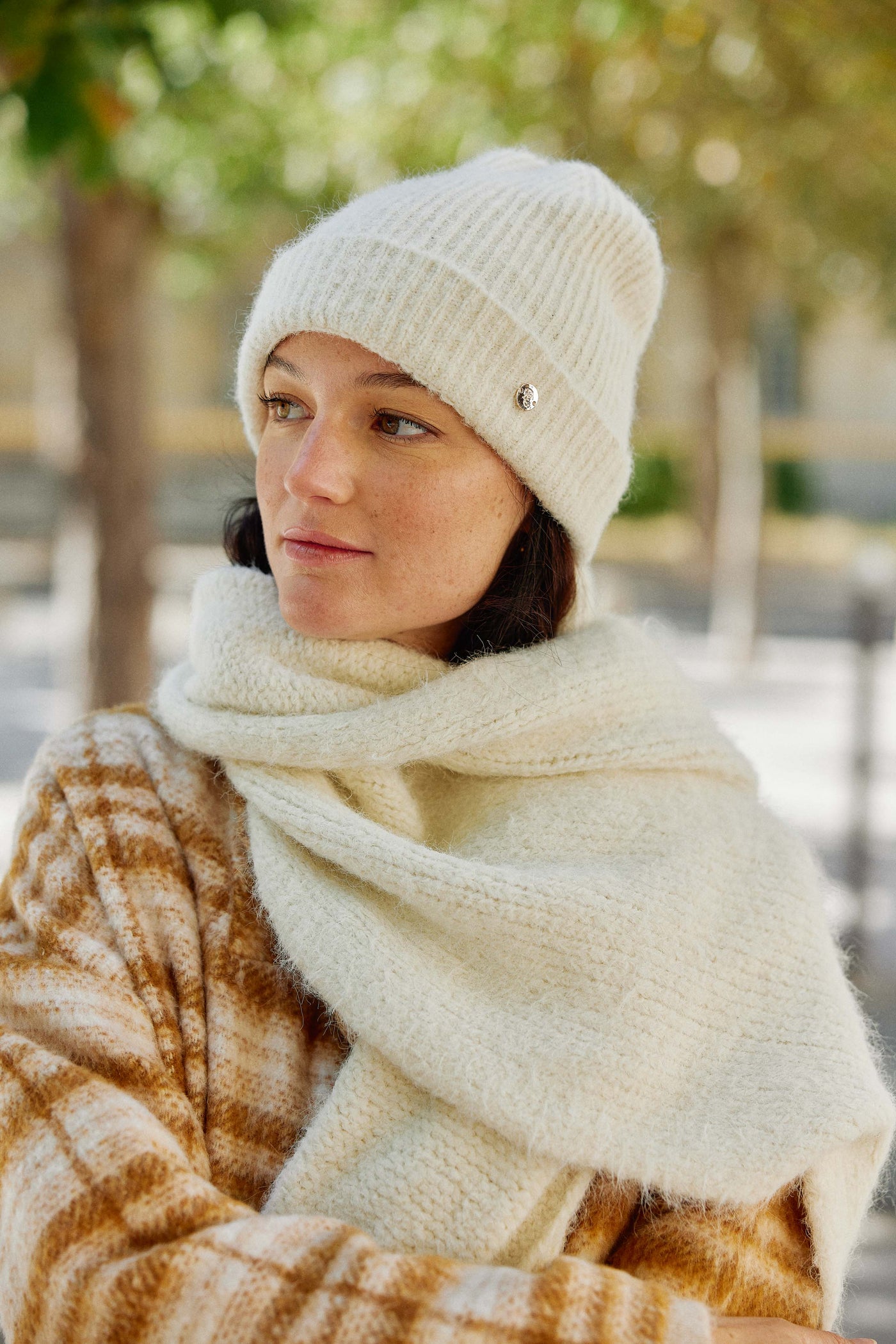 Bonnet en maille écru - Calia