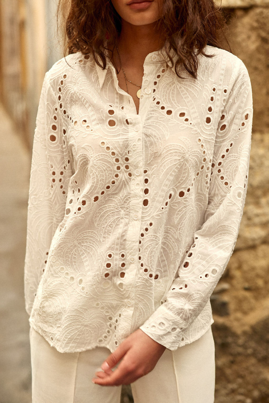 Ecru openwork blouse - Carina