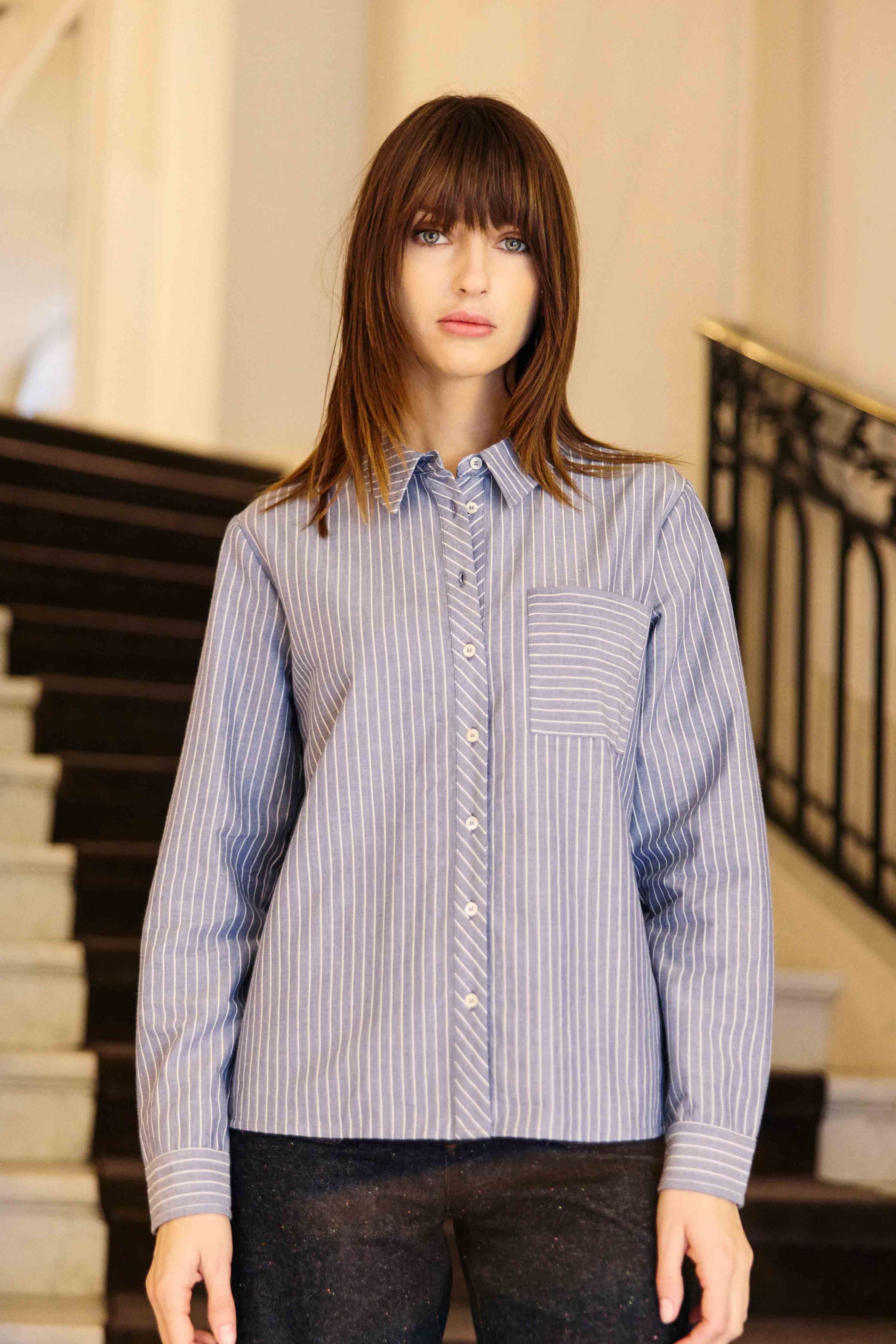 Chemisier Cecile - Bleu/Ecru